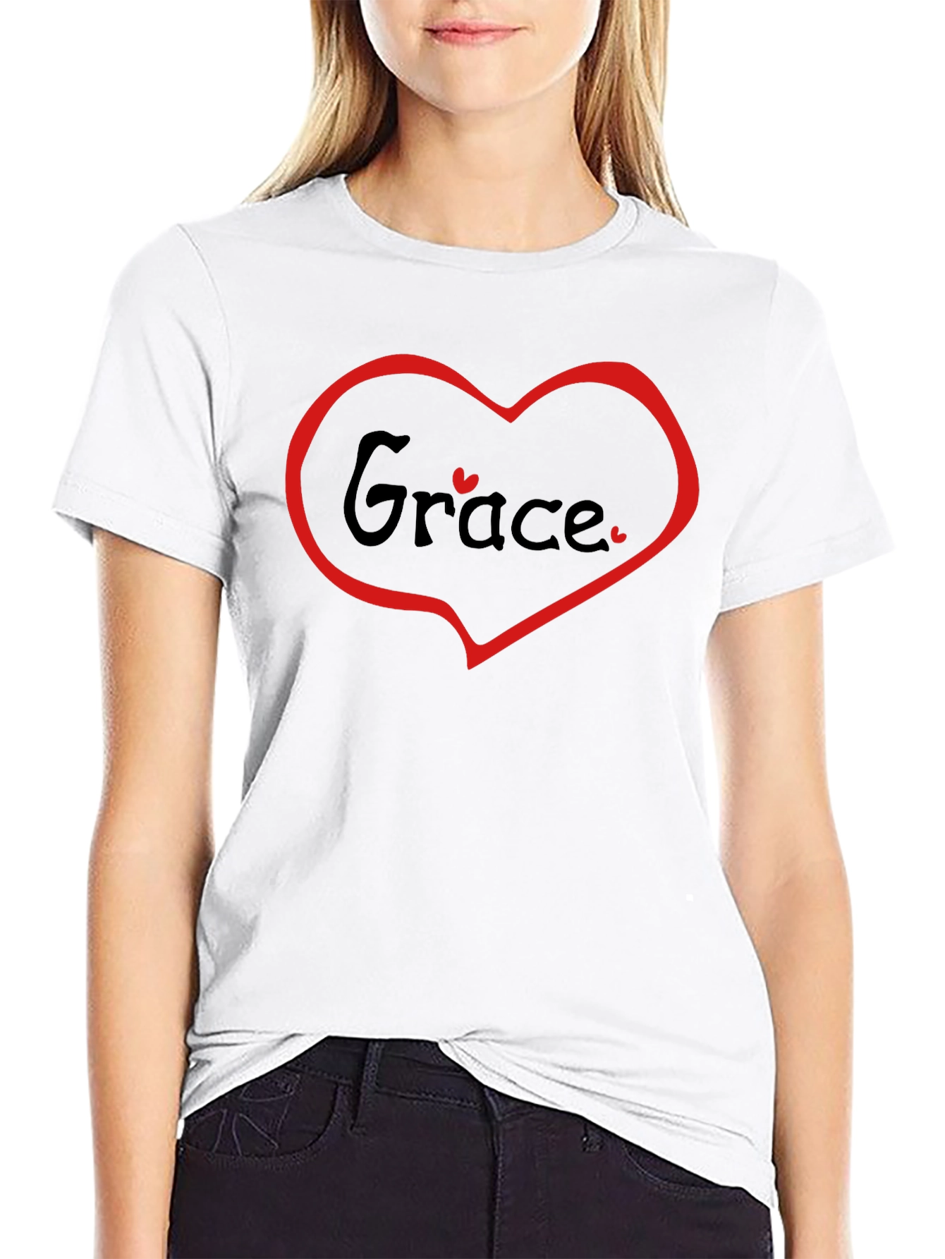 Grace Heart Graphic Tee - Black Cotton Blend