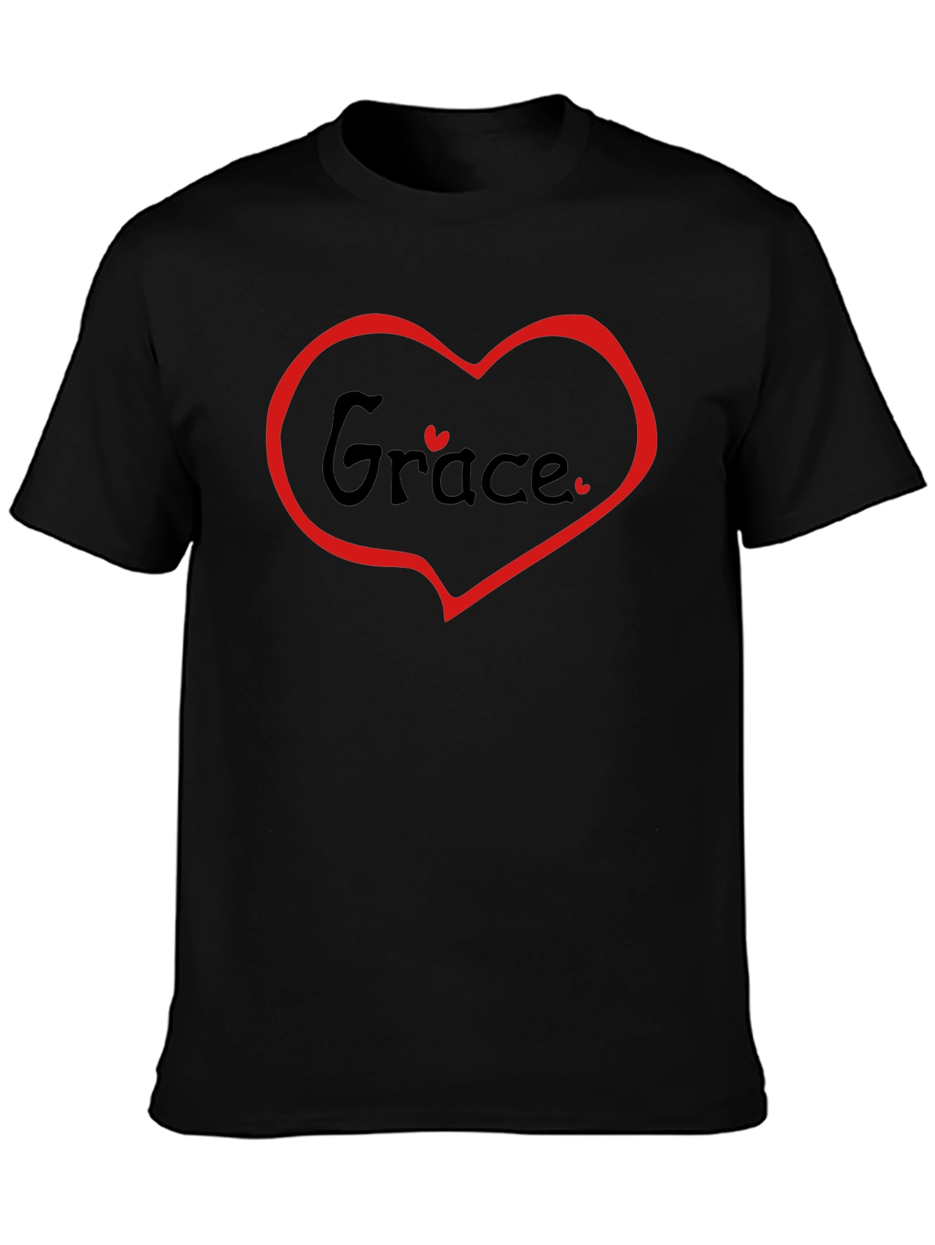 Grace Heart Graphic Tee - Black Cotton Blend