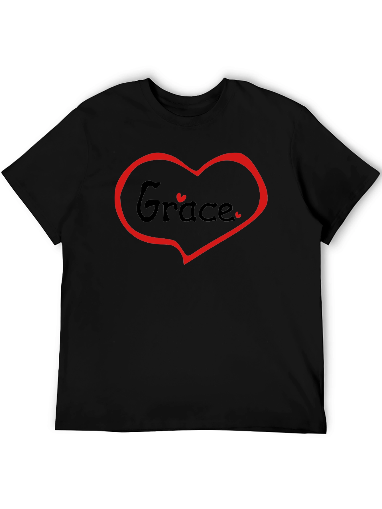 Grace Heart Graphic Tee - Black Cotton Blend
