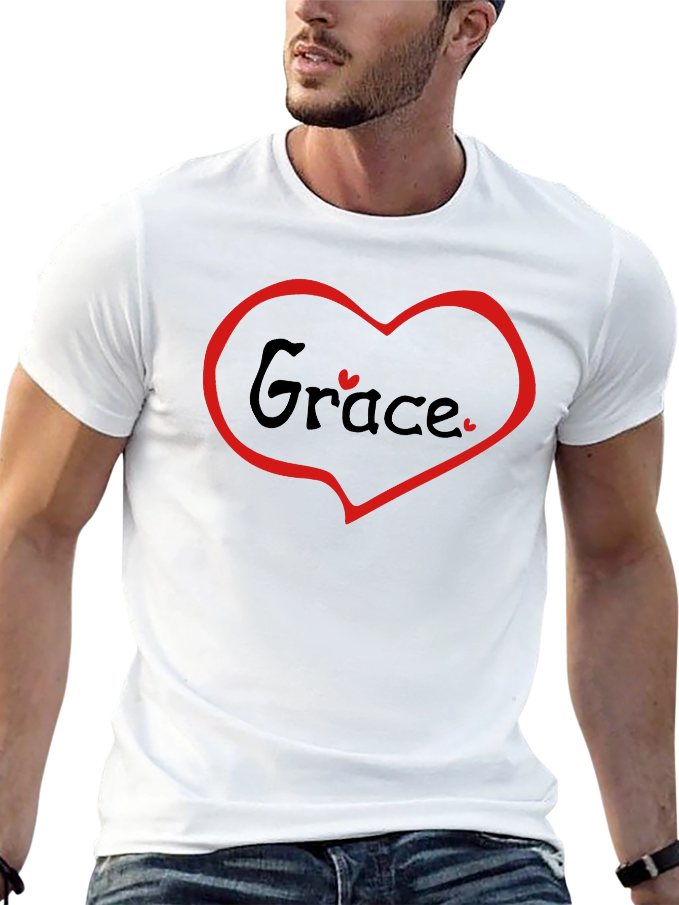 Grace Heart Graphic Tee - Black Cotton Blend