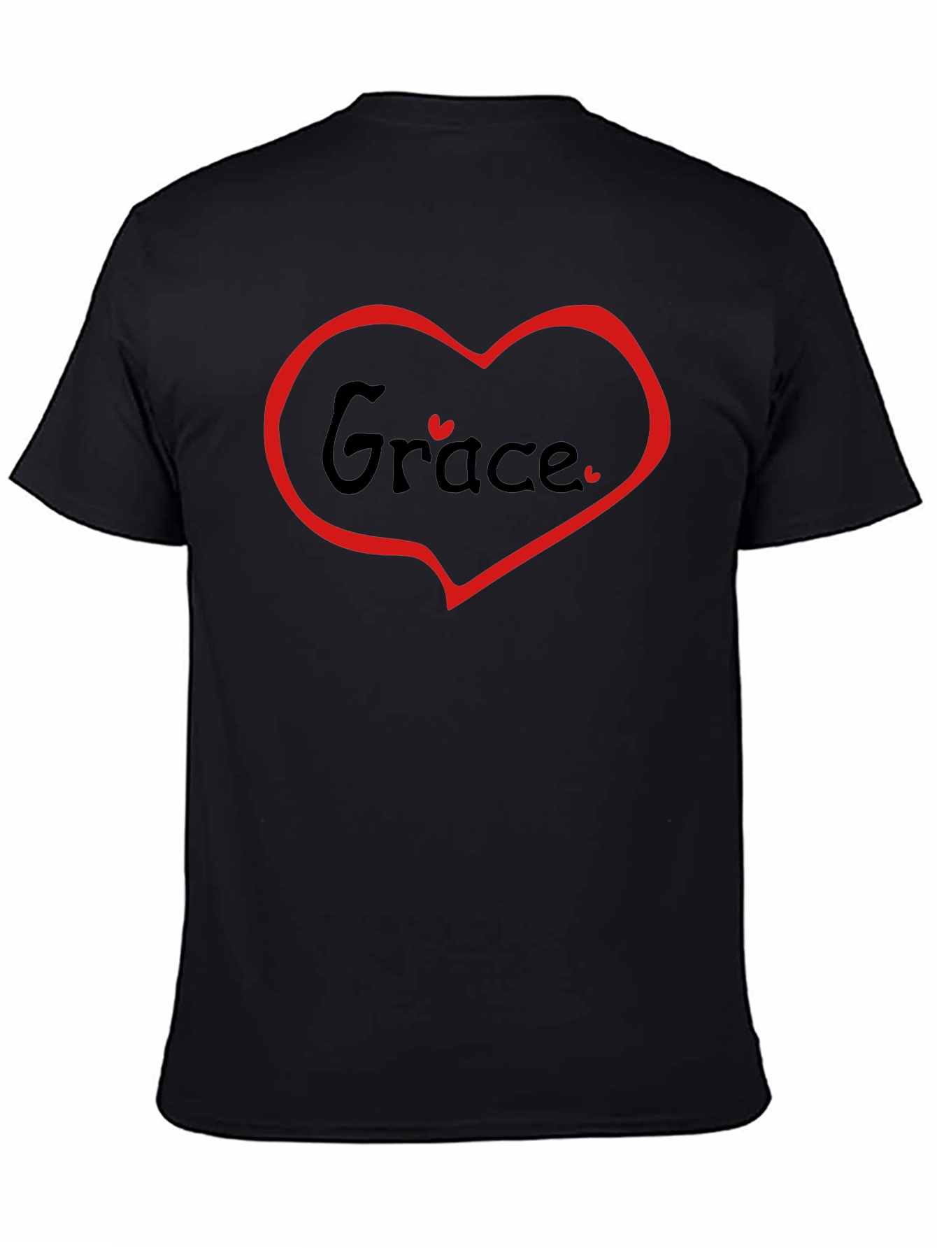 Grace Heart Graphic Tee - Black Cotton Blend