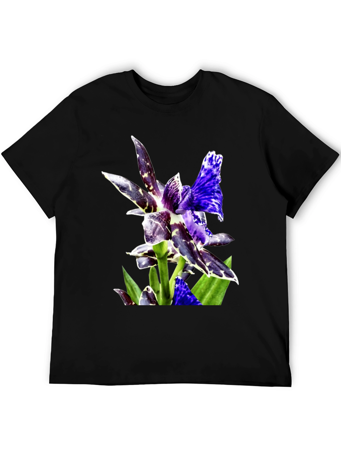 Botanical Orchid Graphic Tee - Black
