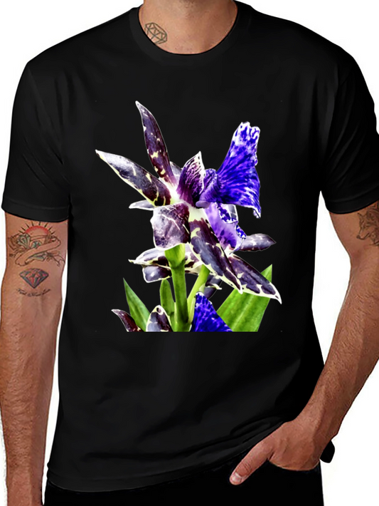 Botanical Orchid Graphic Tee - Black