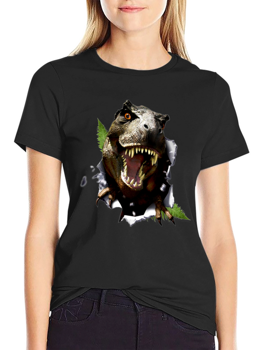 Dinosaur Graphic T-Shirt - Black Cotton Blend Tee