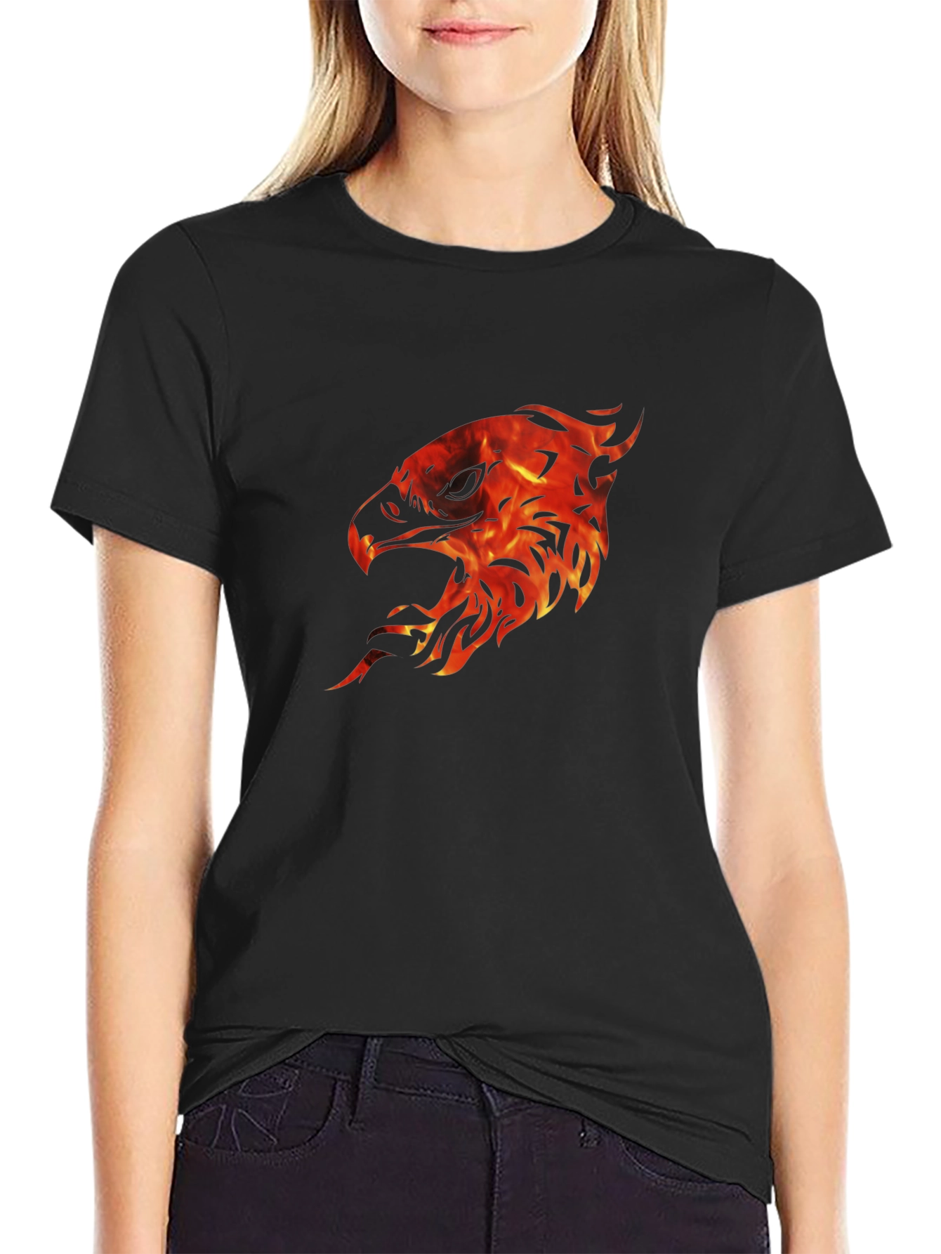 Fiery Eagle Graphic Tee - Mens Black T-Shirt