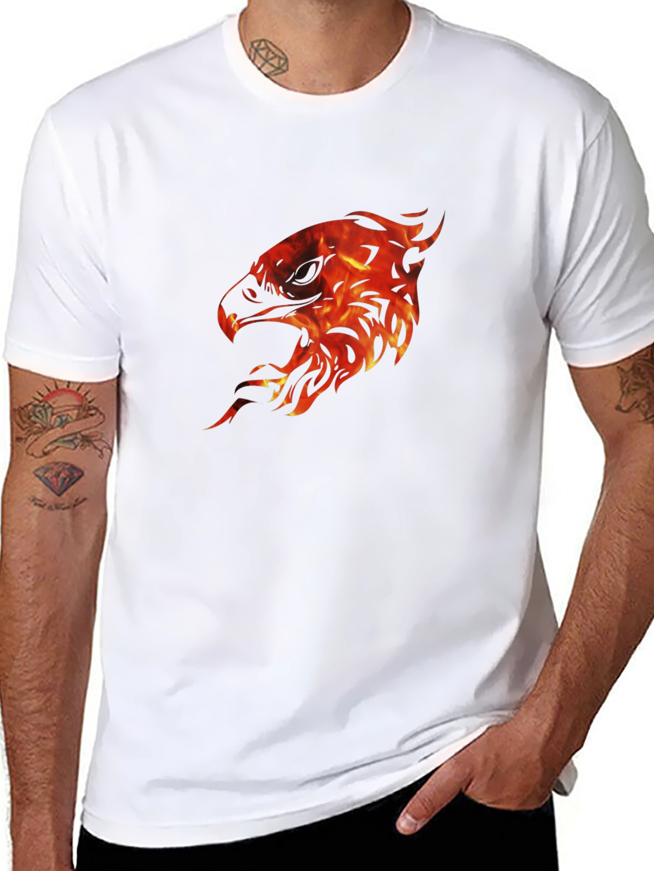 Fiery Eagle Graphic Tee - Mens Black T-Shirt