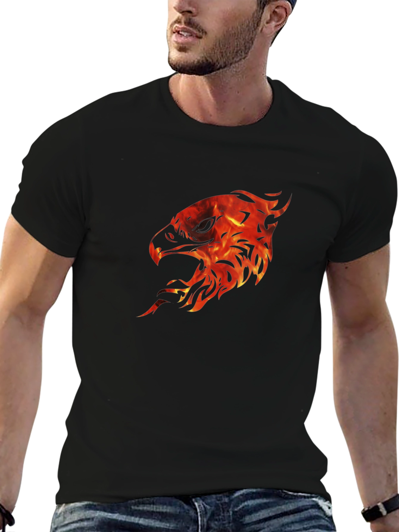 Fiery Eagle Graphic Tee - Mens Black T-Shirt