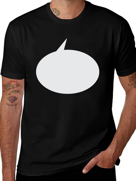 Mens Black T-Shirt with Blank Speech Bubble Design