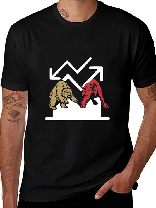Stock Market Bull vs Bear T-Shirt - Black