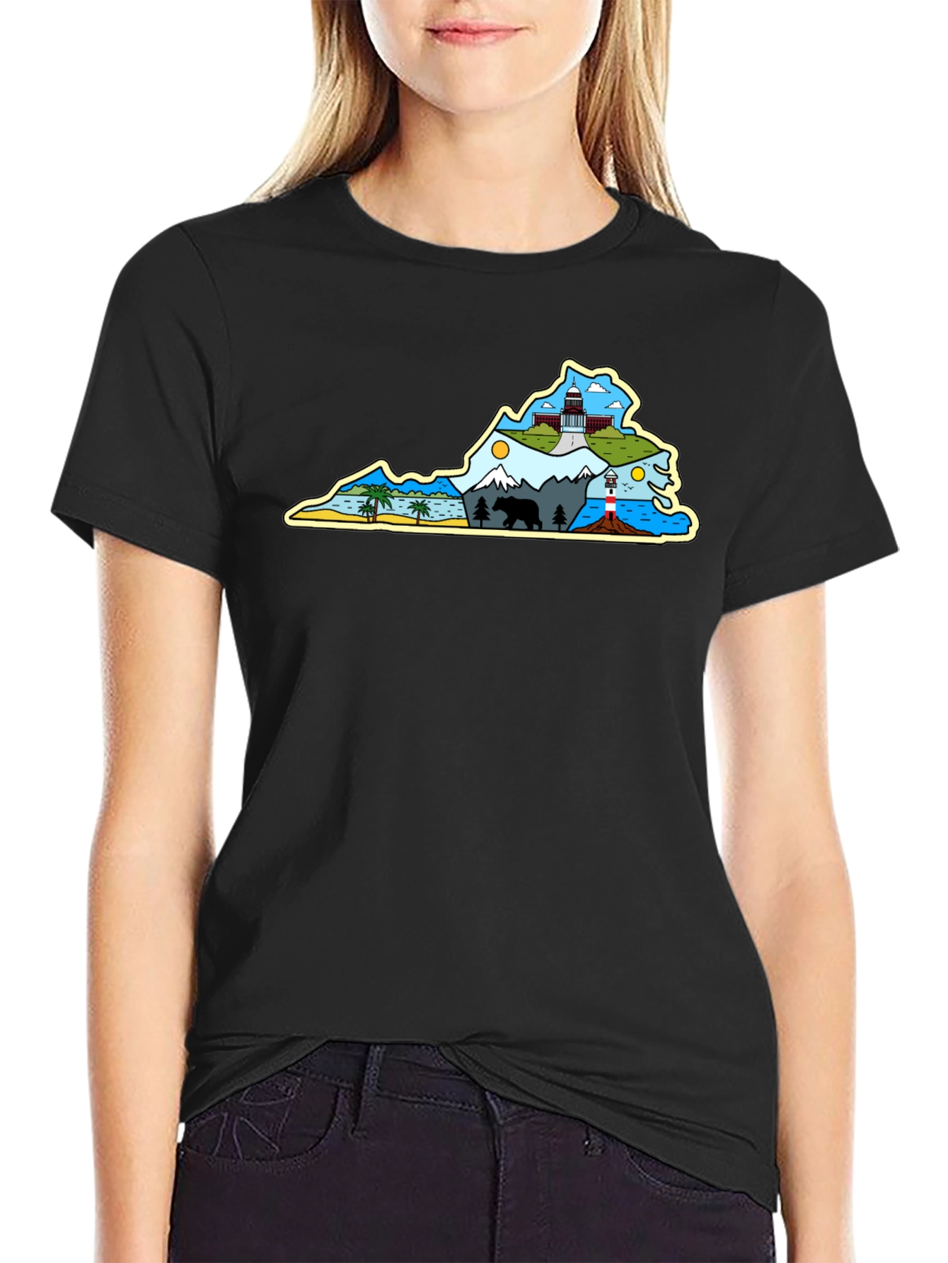 Virginia State Pride Graphic T-Shirt - Black