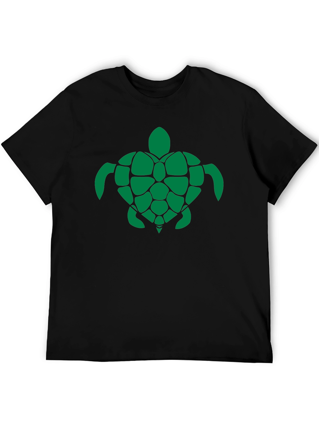 Turtle Graphic Tee - Green Print on Black