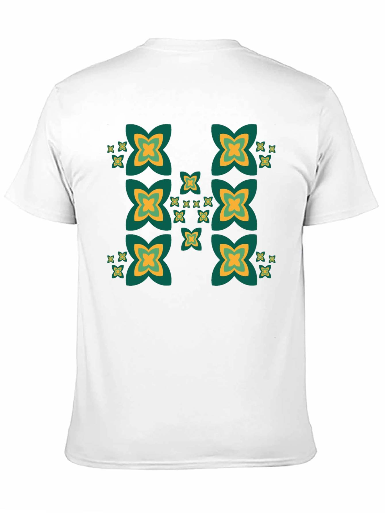 Black Tee with Geometric Clover Pattern