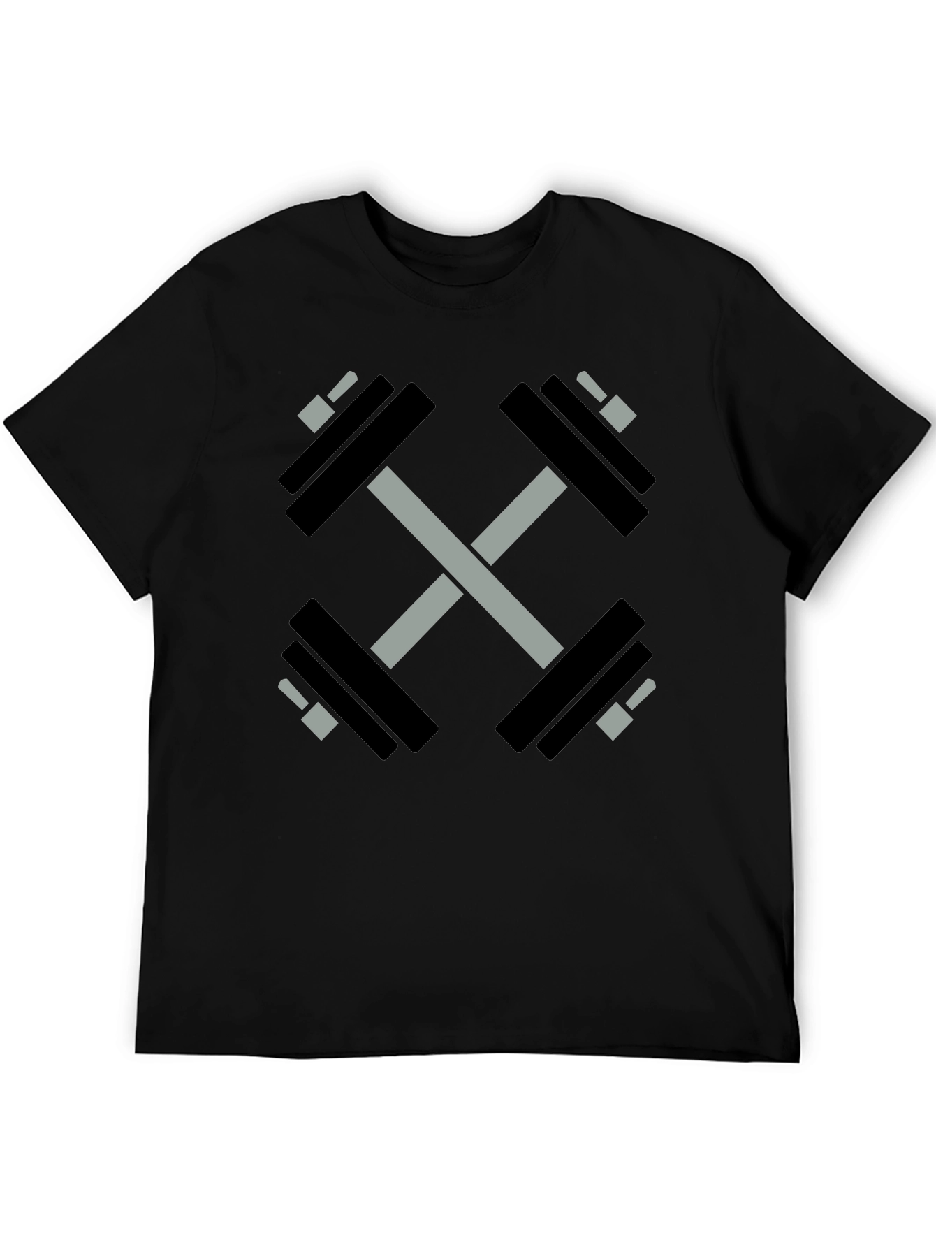 Crossed Dumbbell Graphic Tee - Black Gym Shirt