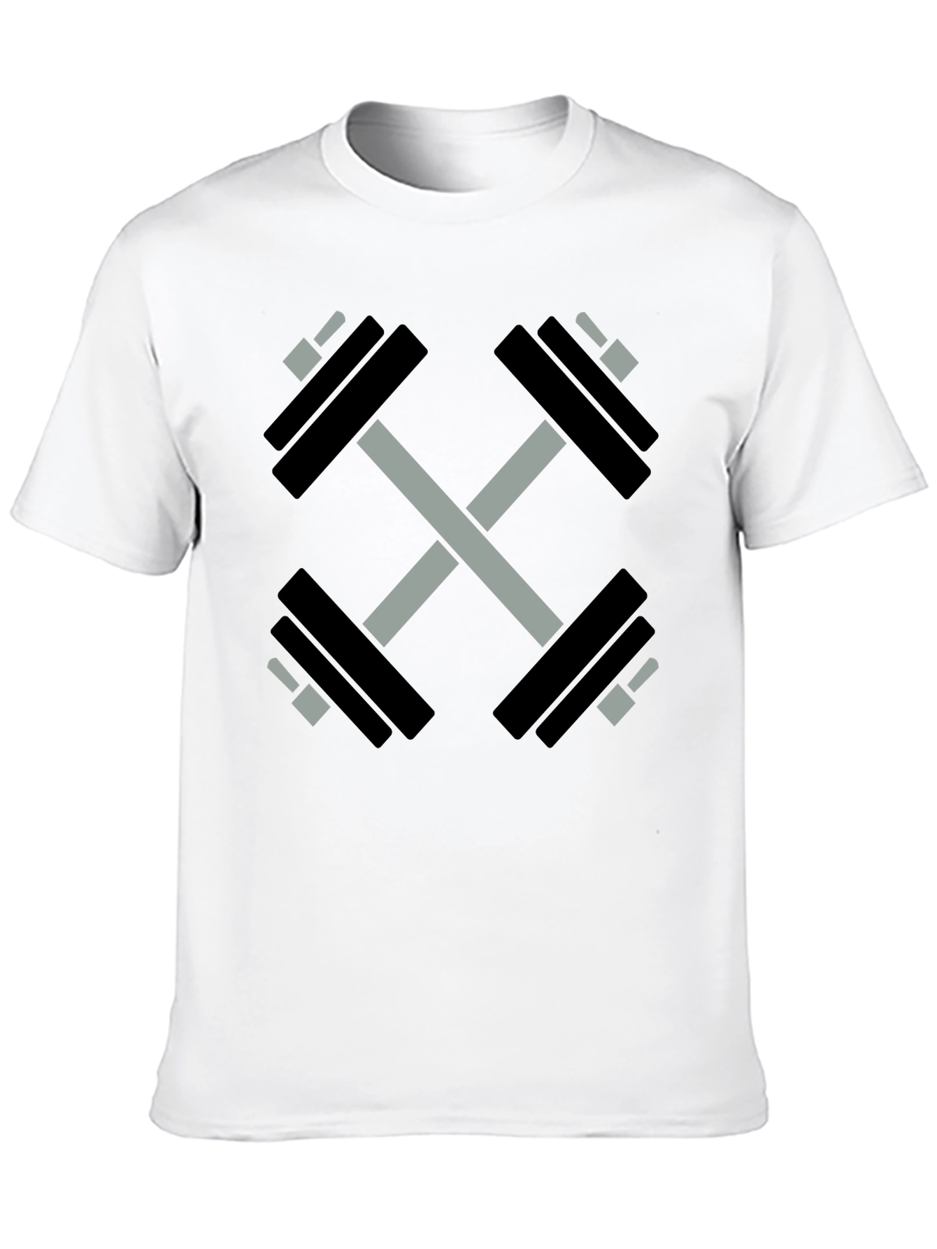 Crossed Dumbbell Graphic Tee - Black Gym Shirt