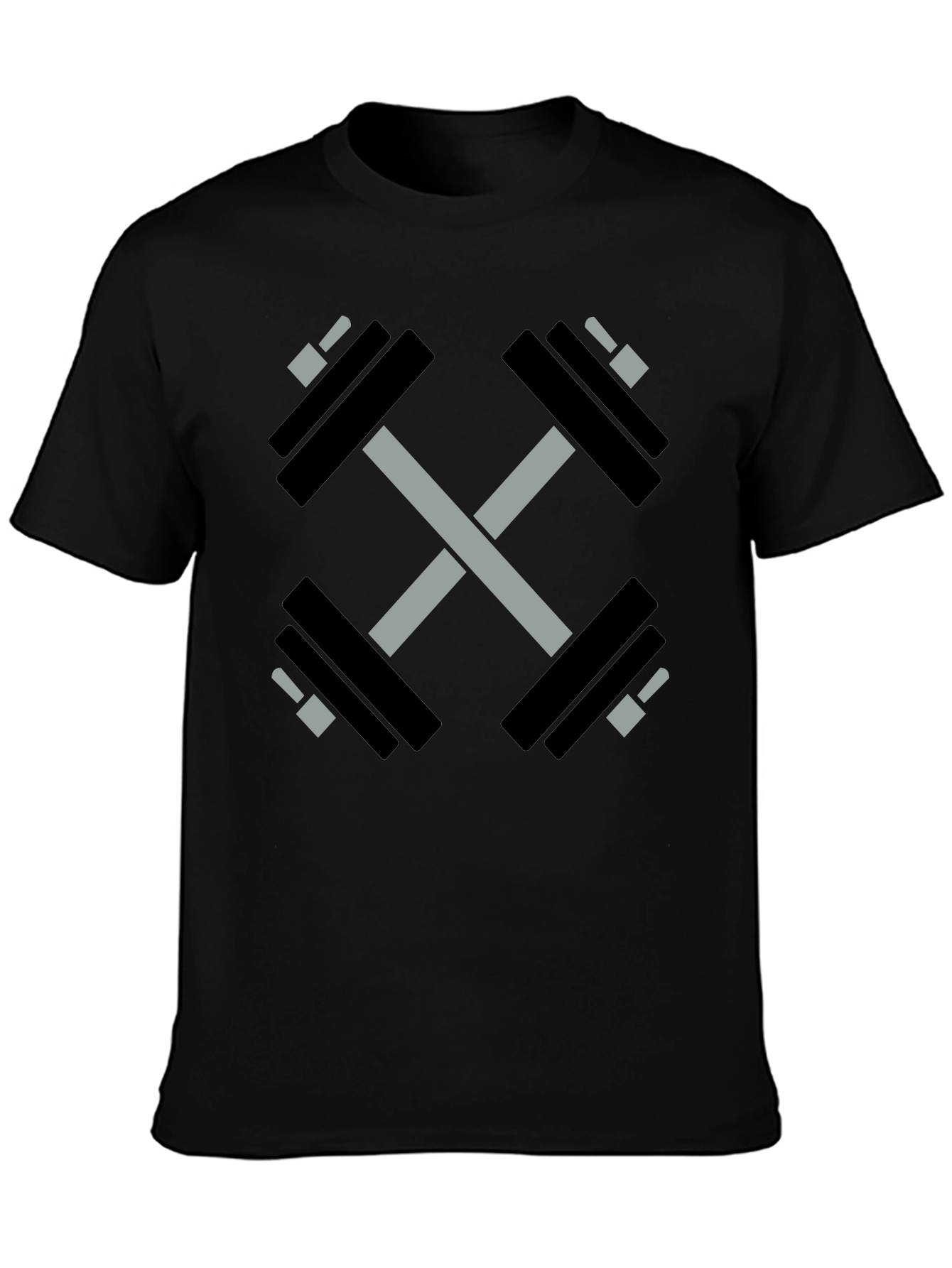 Crossed Dumbbell Graphic Tee - Black Gym Shirt