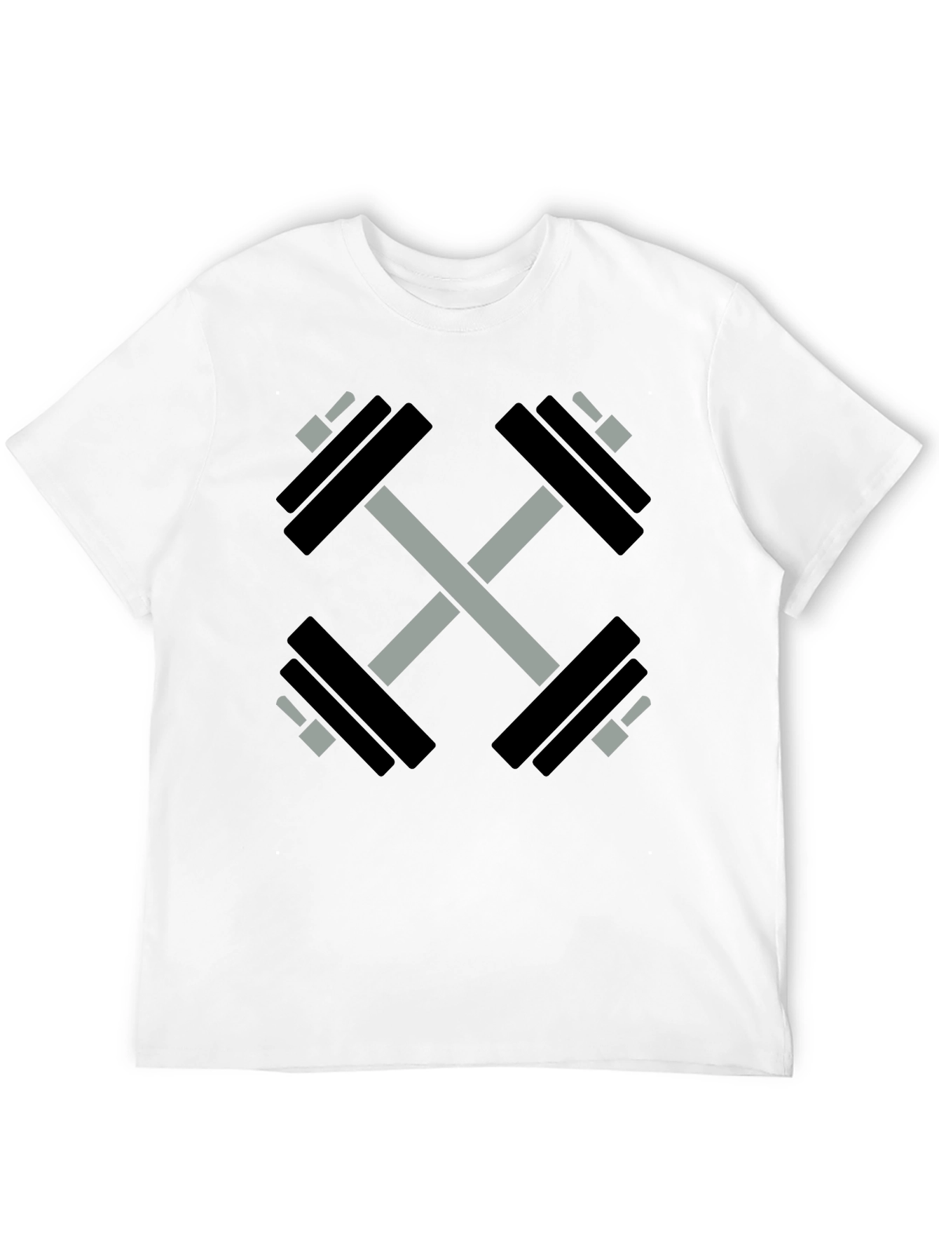 Crossed Dumbbell Graphic Tee - Black Gym Shirt