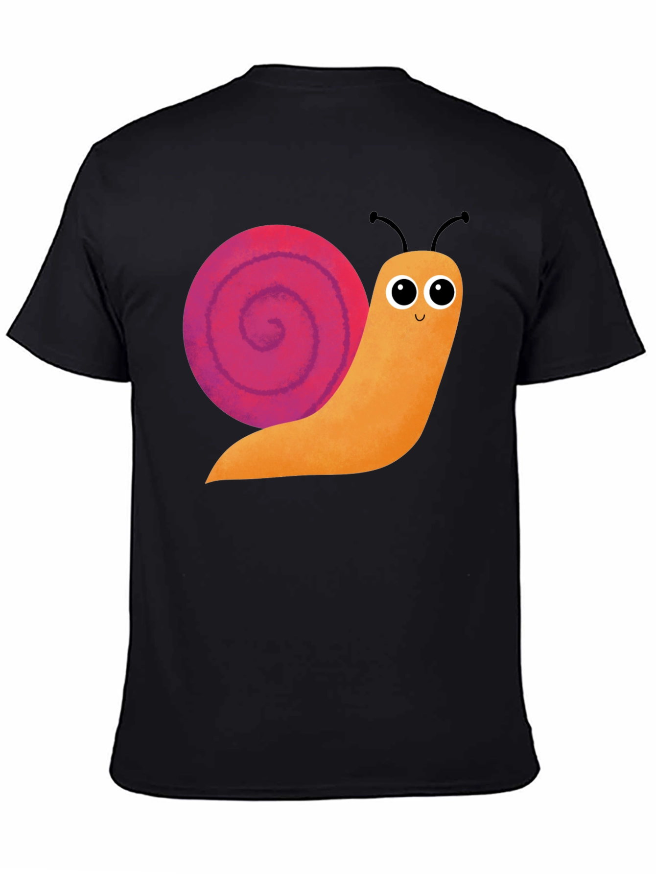 Cute Snail Graphic Tee - Black Cotton T-Shirt
