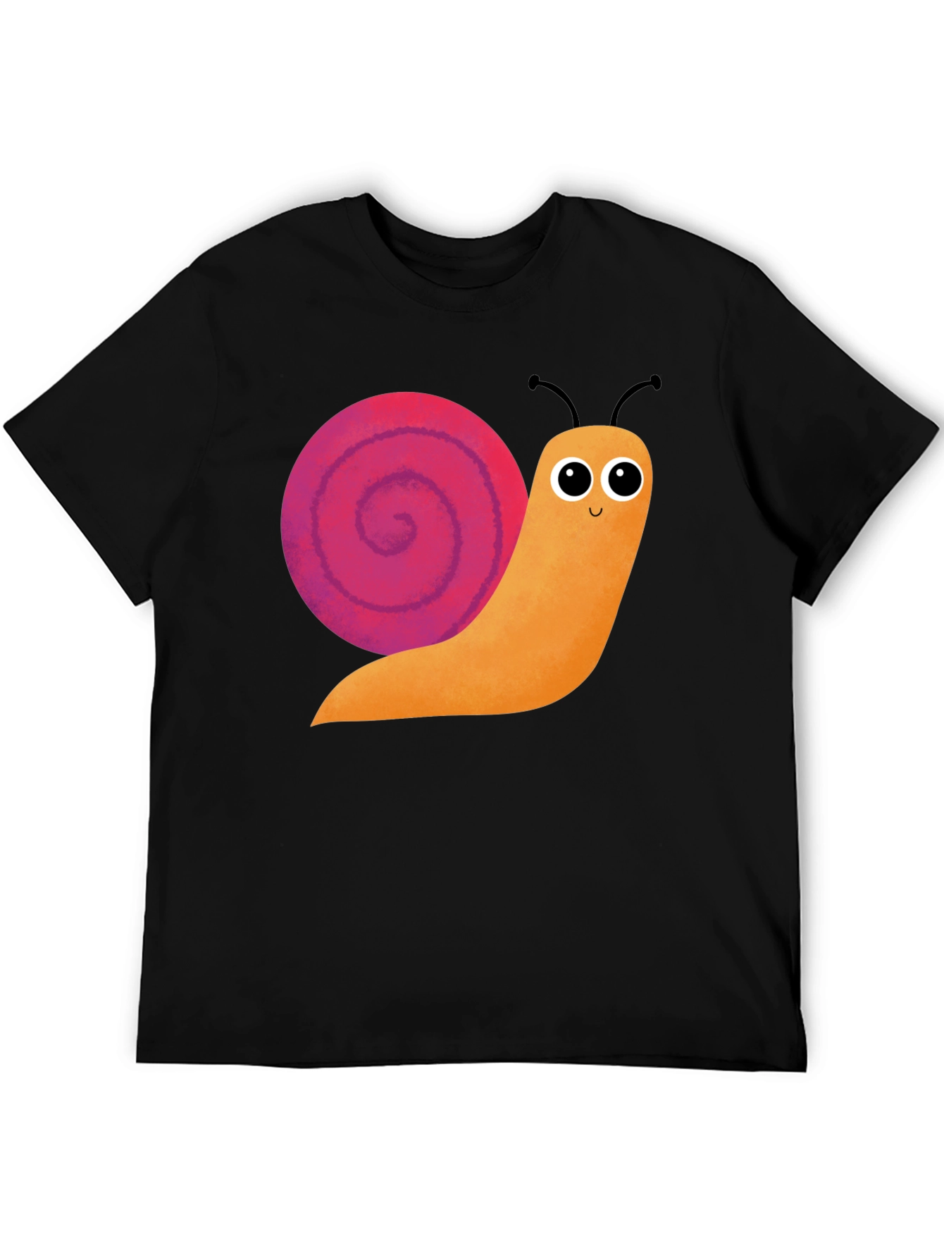 Cute Snail Graphic Tee - Black Cotton T-Shirt
