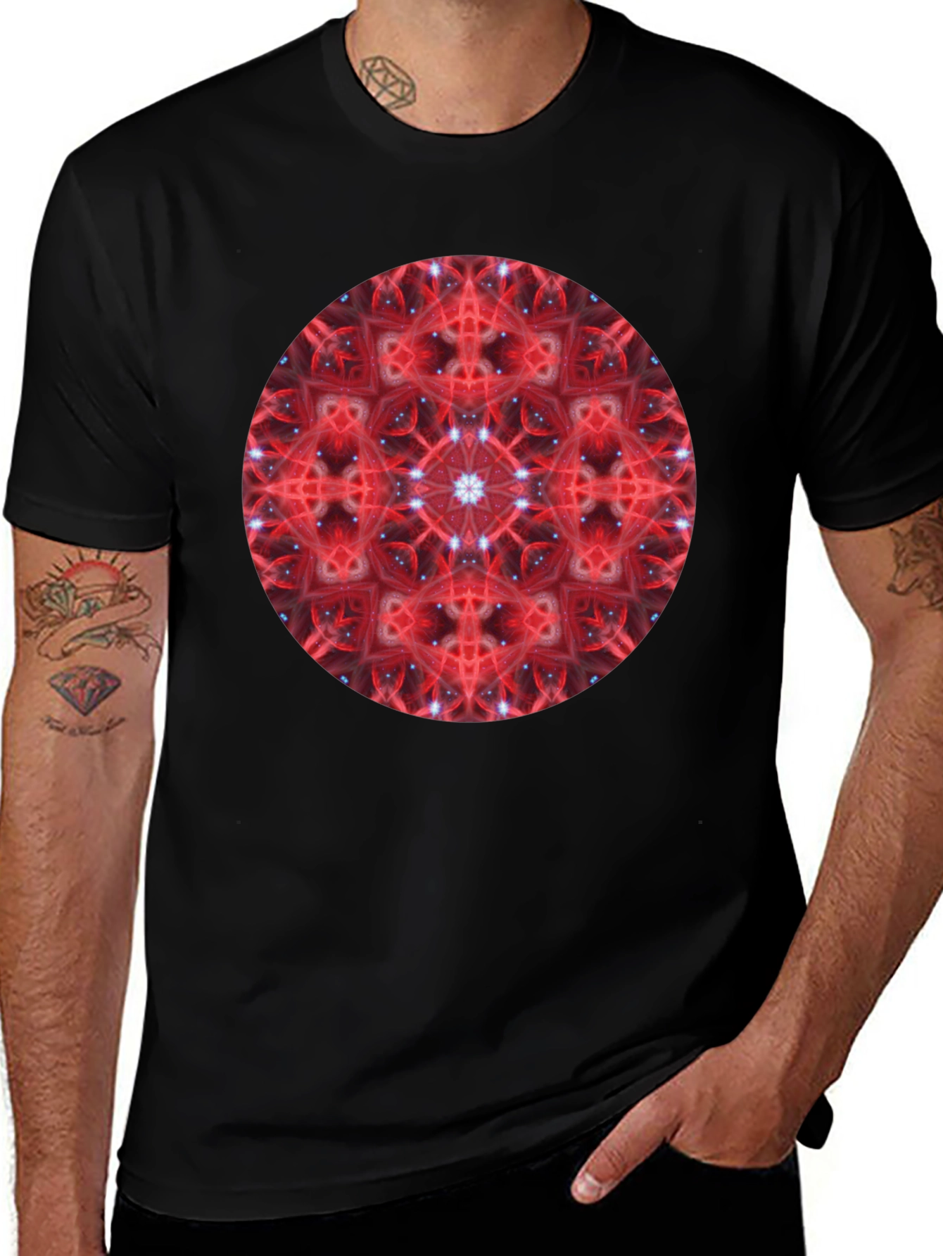 Red Mandala Graphic Print T-Shirt
