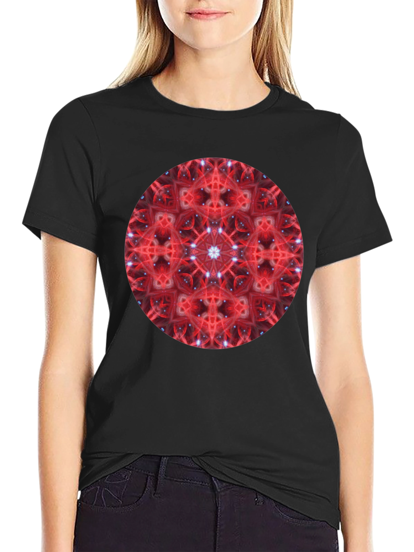 Red Mandala Graphic Print T-Shirt