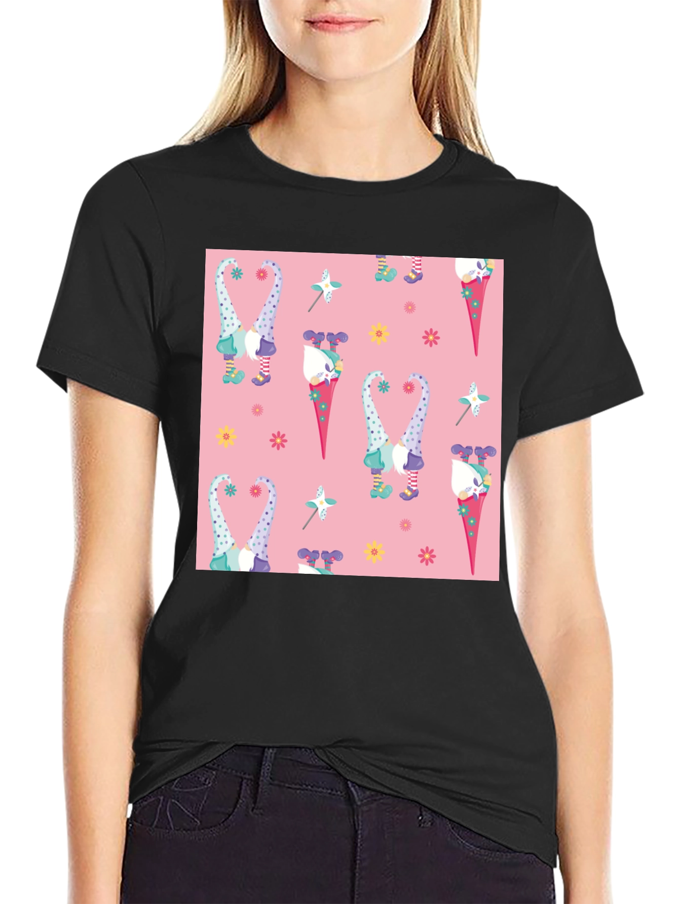 Novelty Gnome Pattern T-Shirt