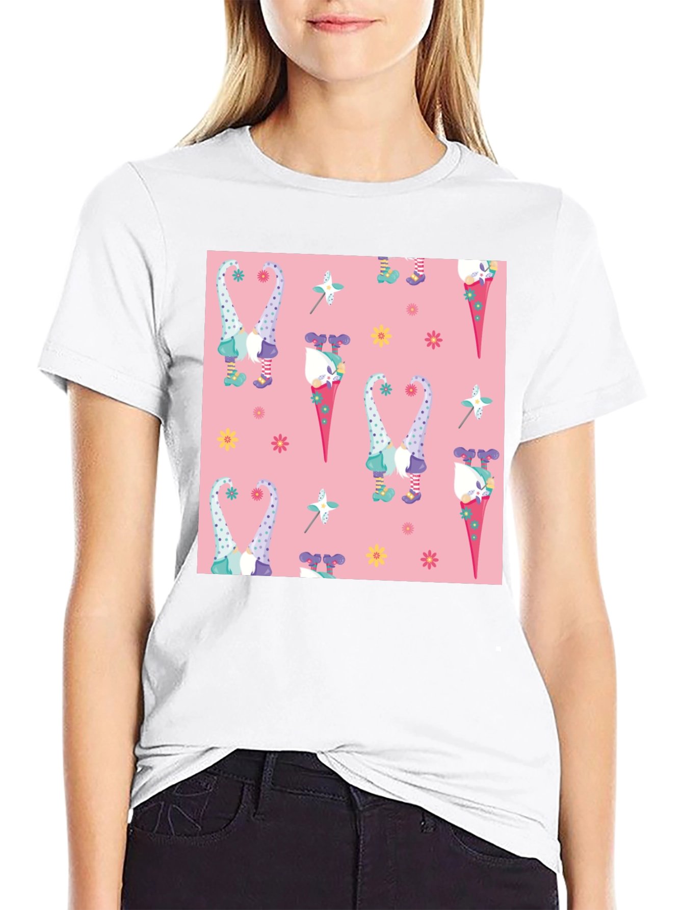 Novelty Gnome Pattern T-Shirt