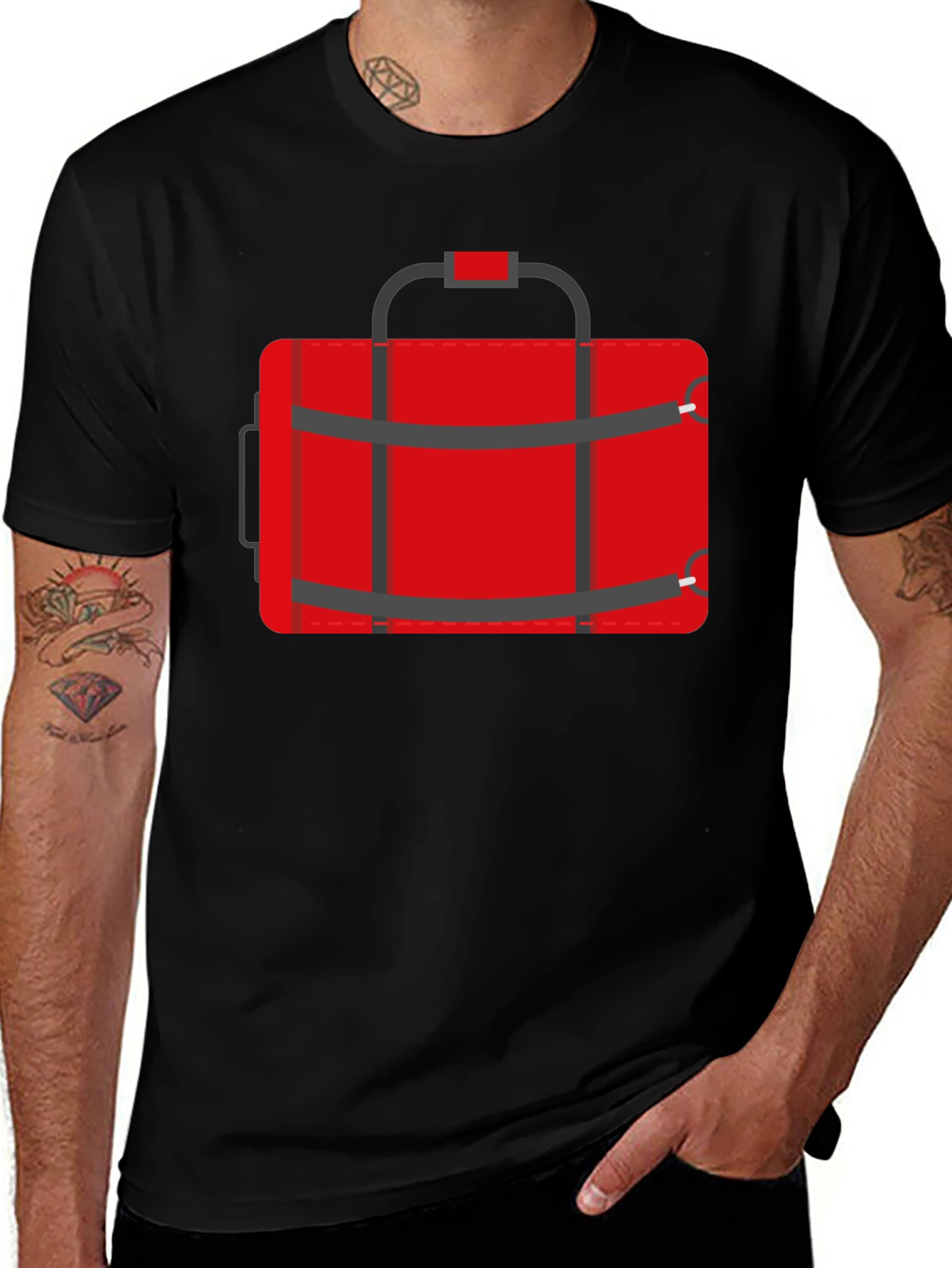 Red Duffle Bag Graphic T-Shirt - Casual Style