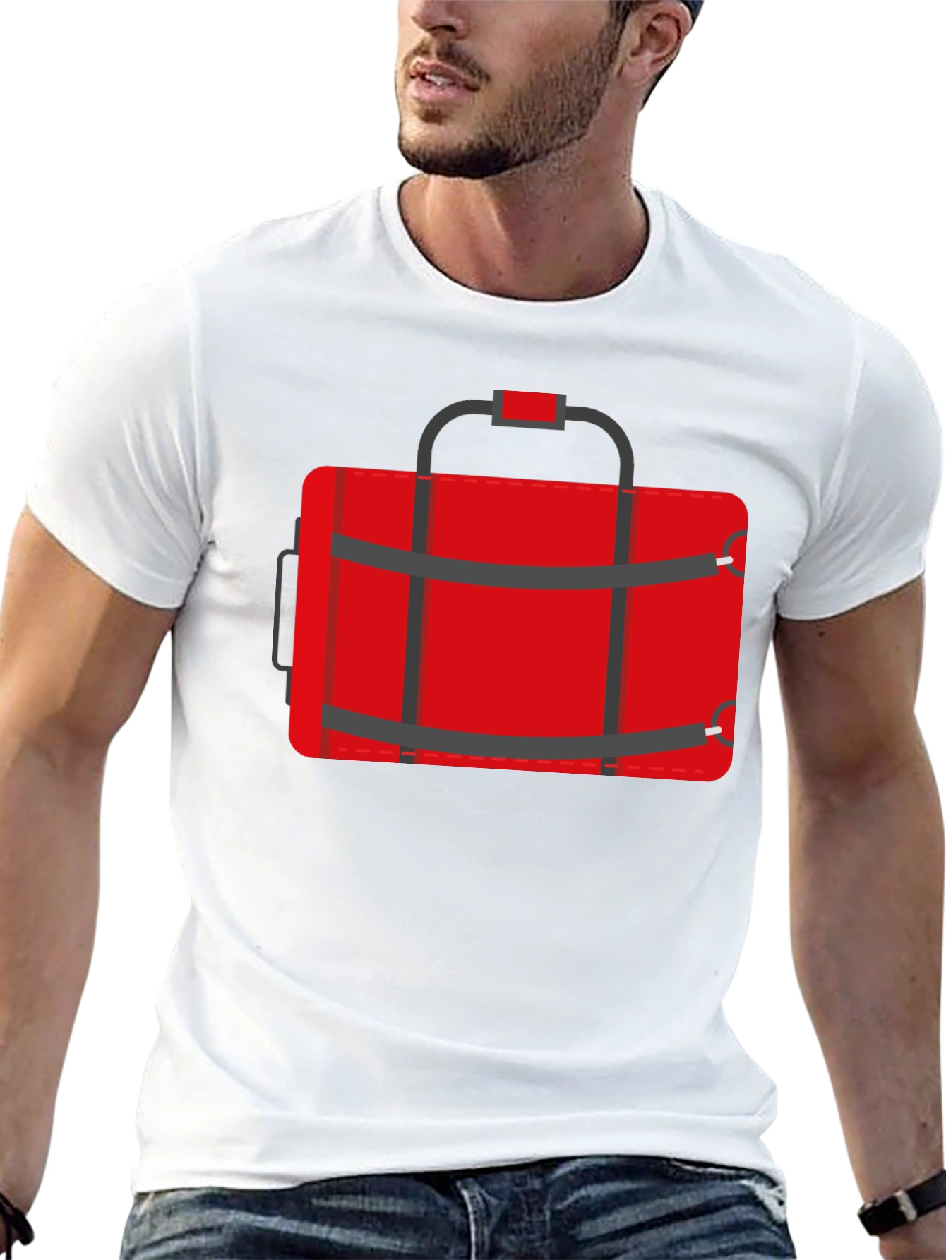 Red Duffle Bag Graphic T-Shirt - Casual Style
