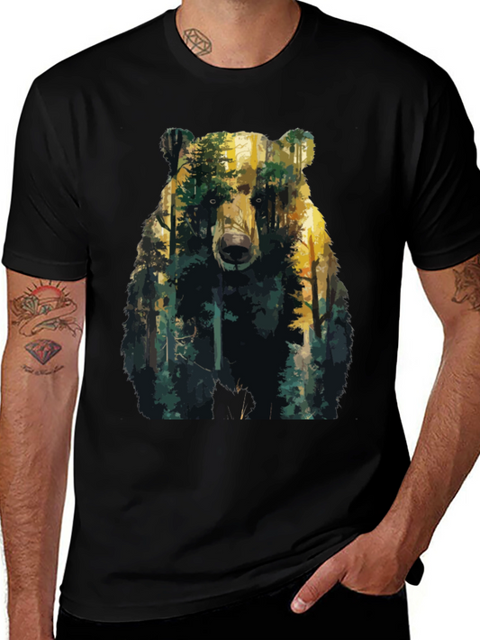 Bear Forest Graphic T-Shirt - Nature Inspired Tee