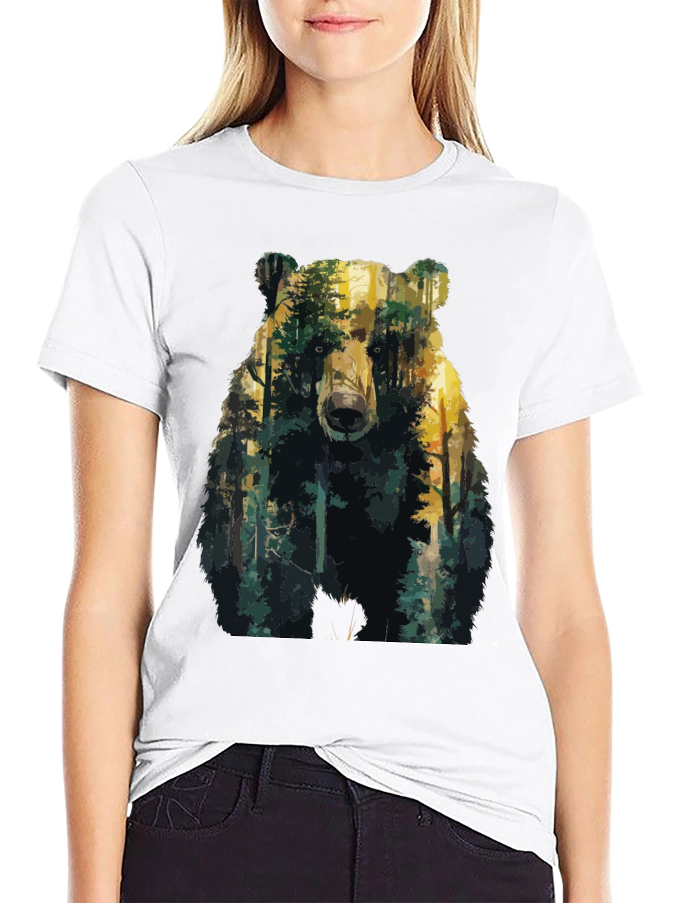 Bear Forest Graphic T-Shirt - Nature Inspired Tee