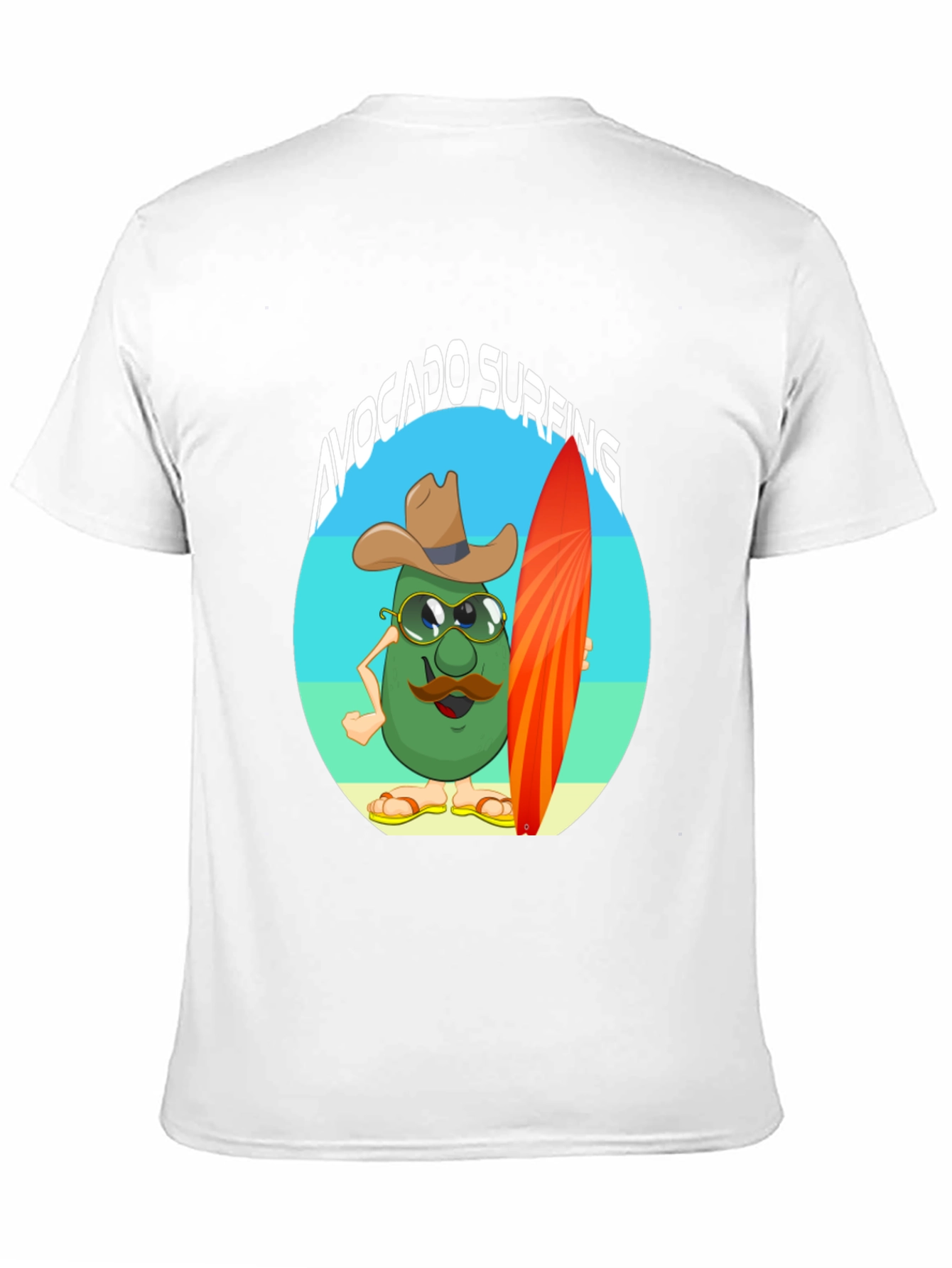 Avocado Surfing Cartoon T-Shirt - Summer Fun