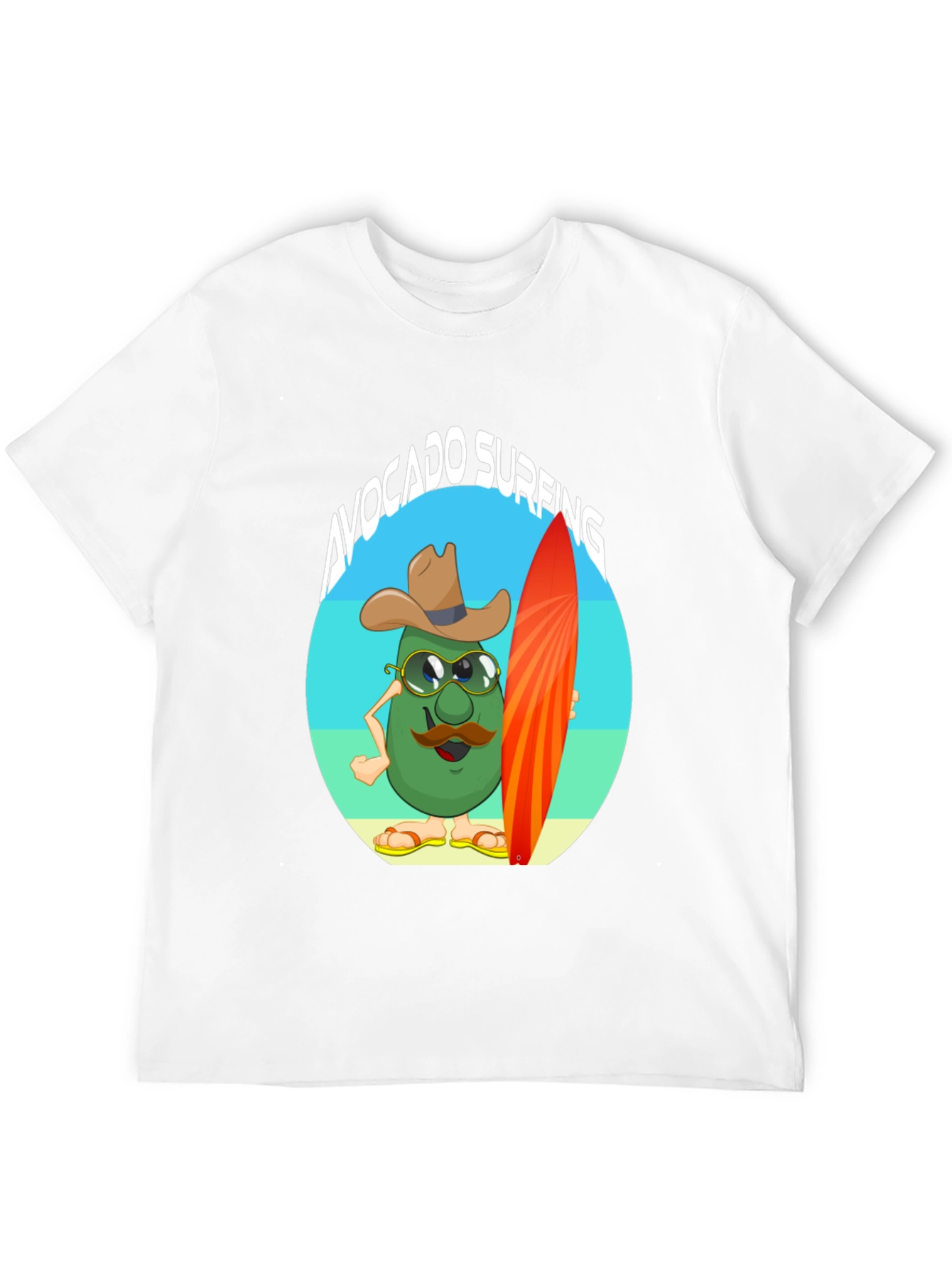 Avocado Surfing Cartoon T-Shirt - Summer Fun