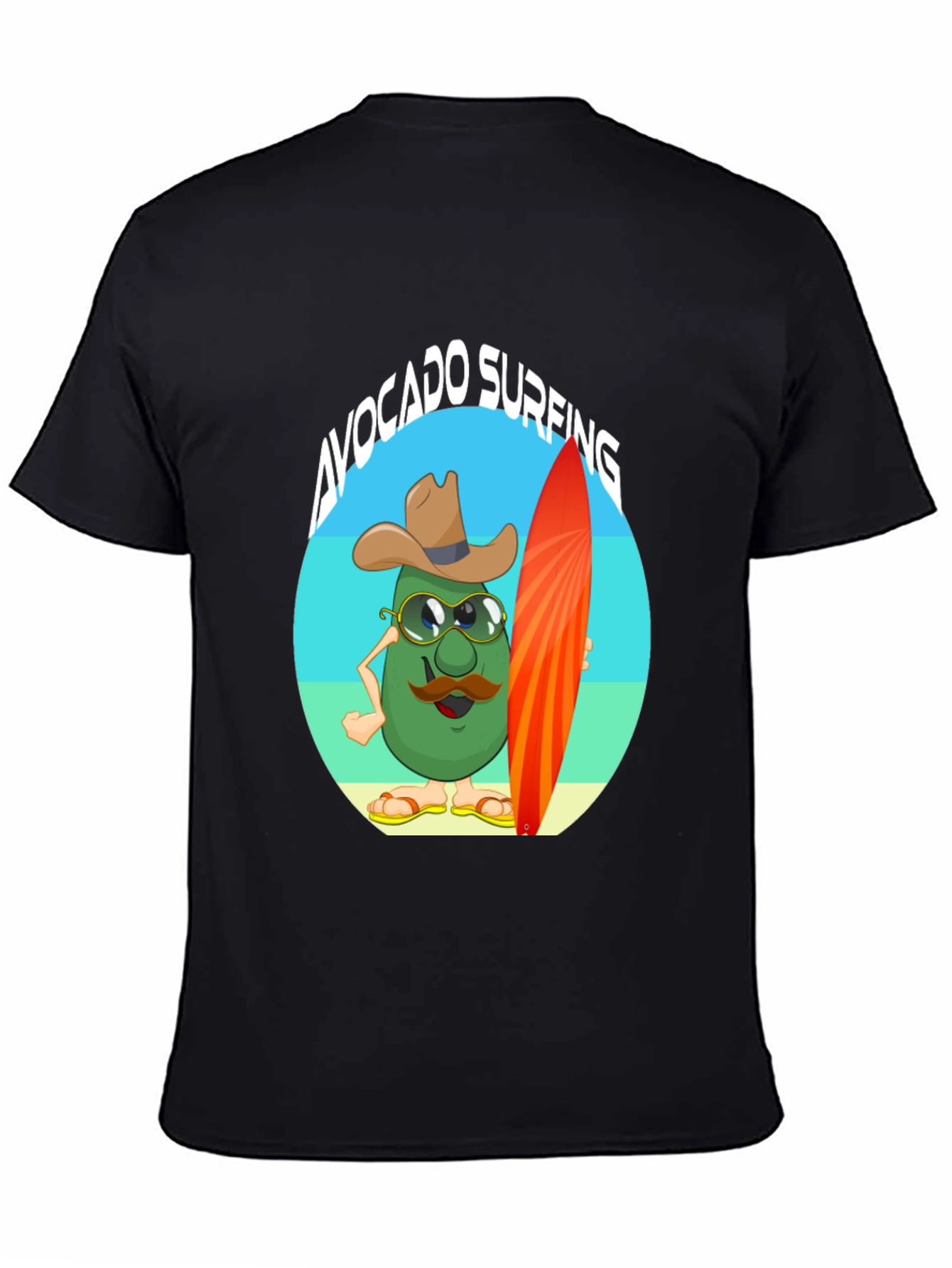 Avocado Surfing Cartoon T-Shirt - Summer Fun