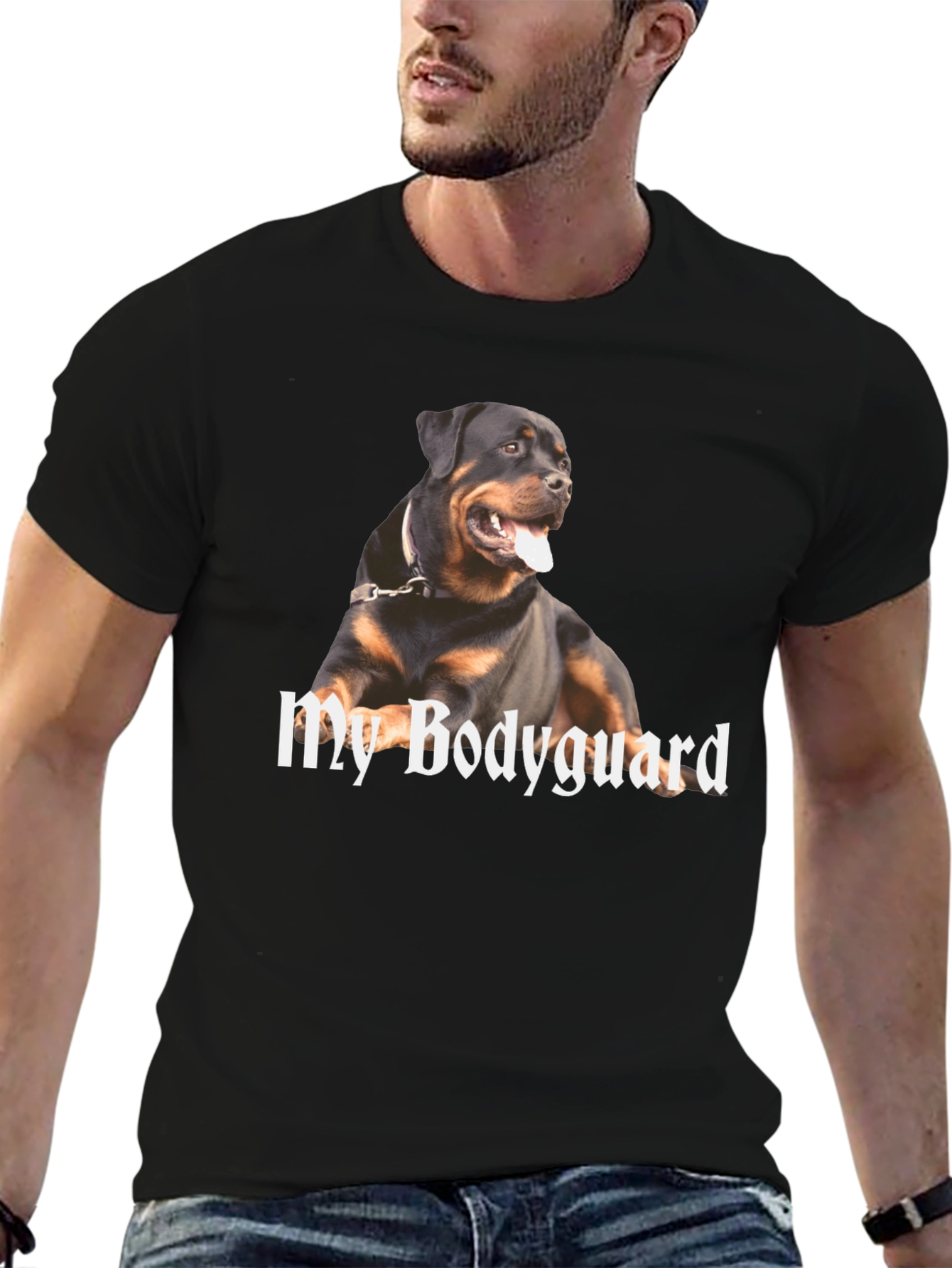 Rottweiler Bodyguard Graphic T-Shirt - Black