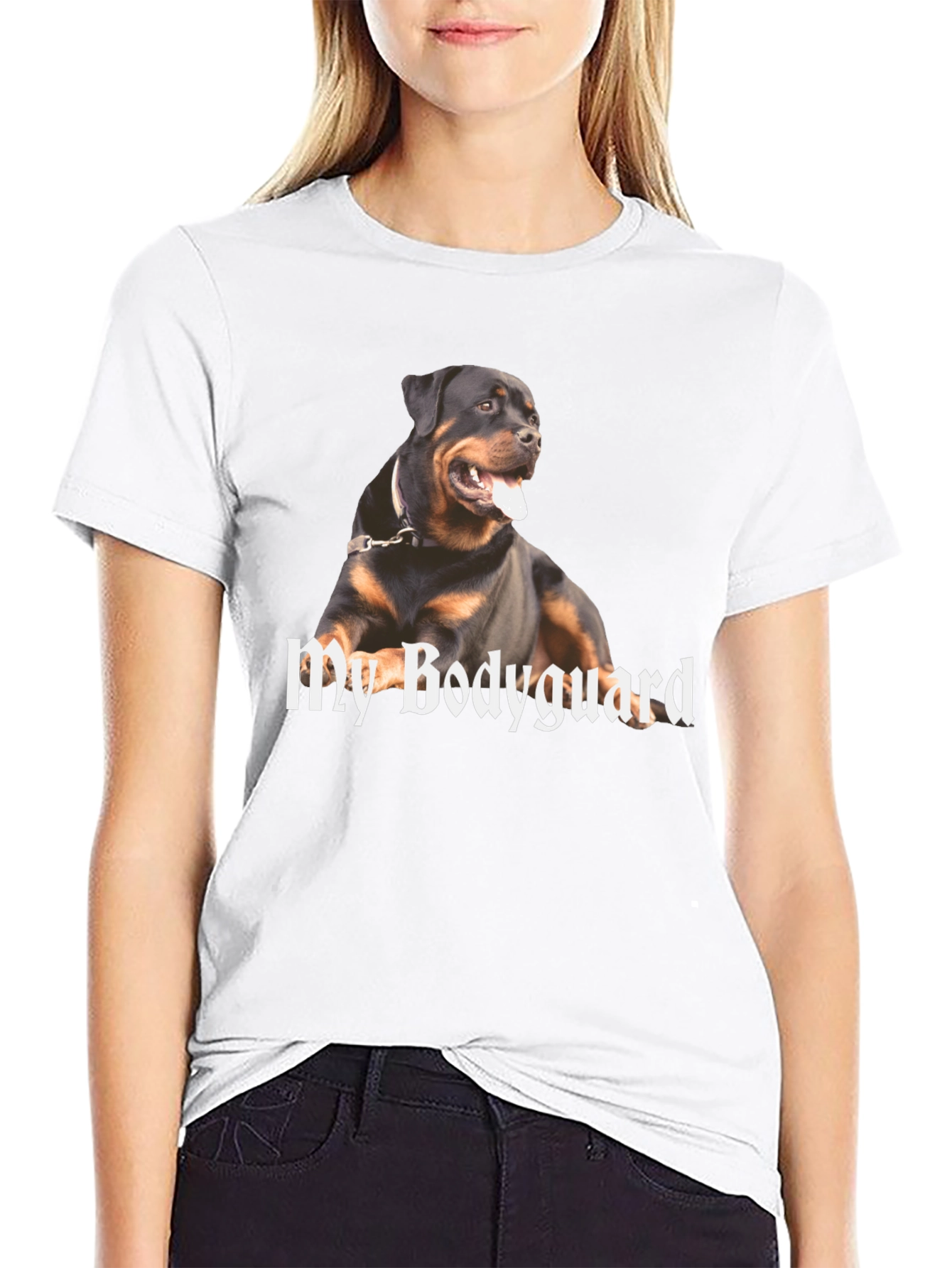 Rottweiler Bodyguard Graphic T-Shirt - Black