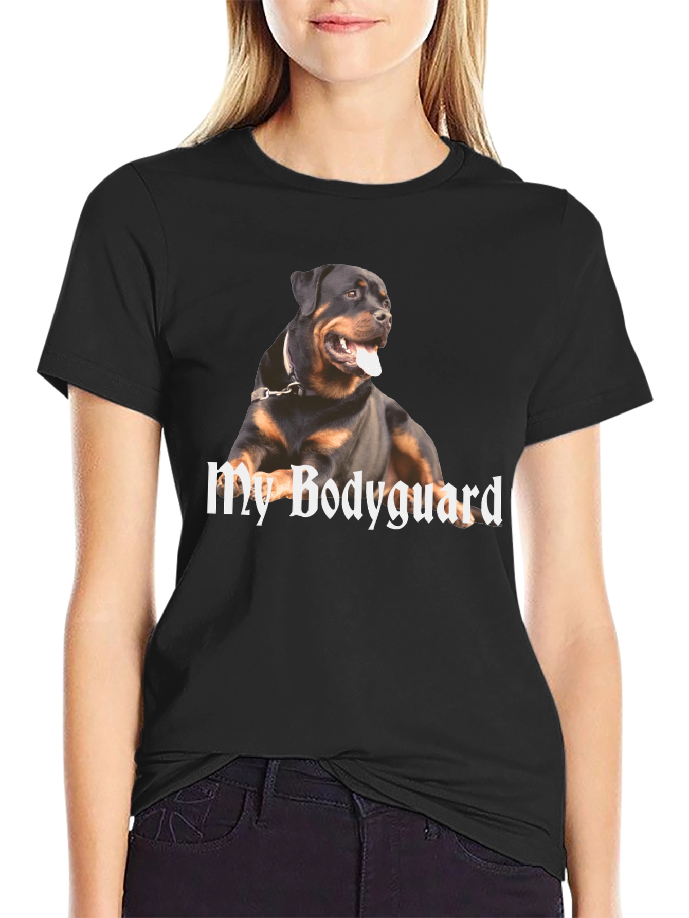 Rottweiler Bodyguard Graphic T-Shirt - Black