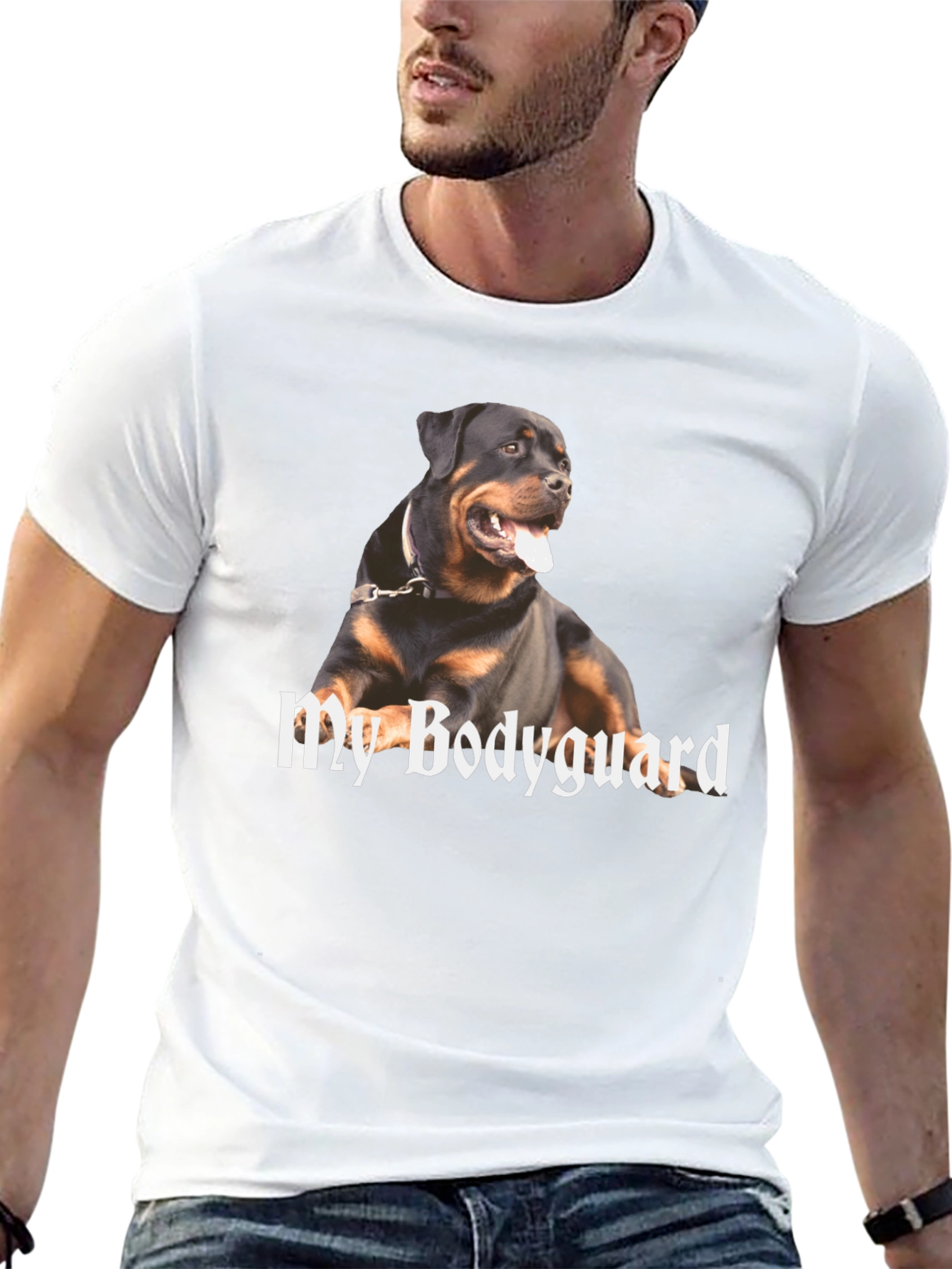 Rottweiler Bodyguard Graphic T-Shirt - Black