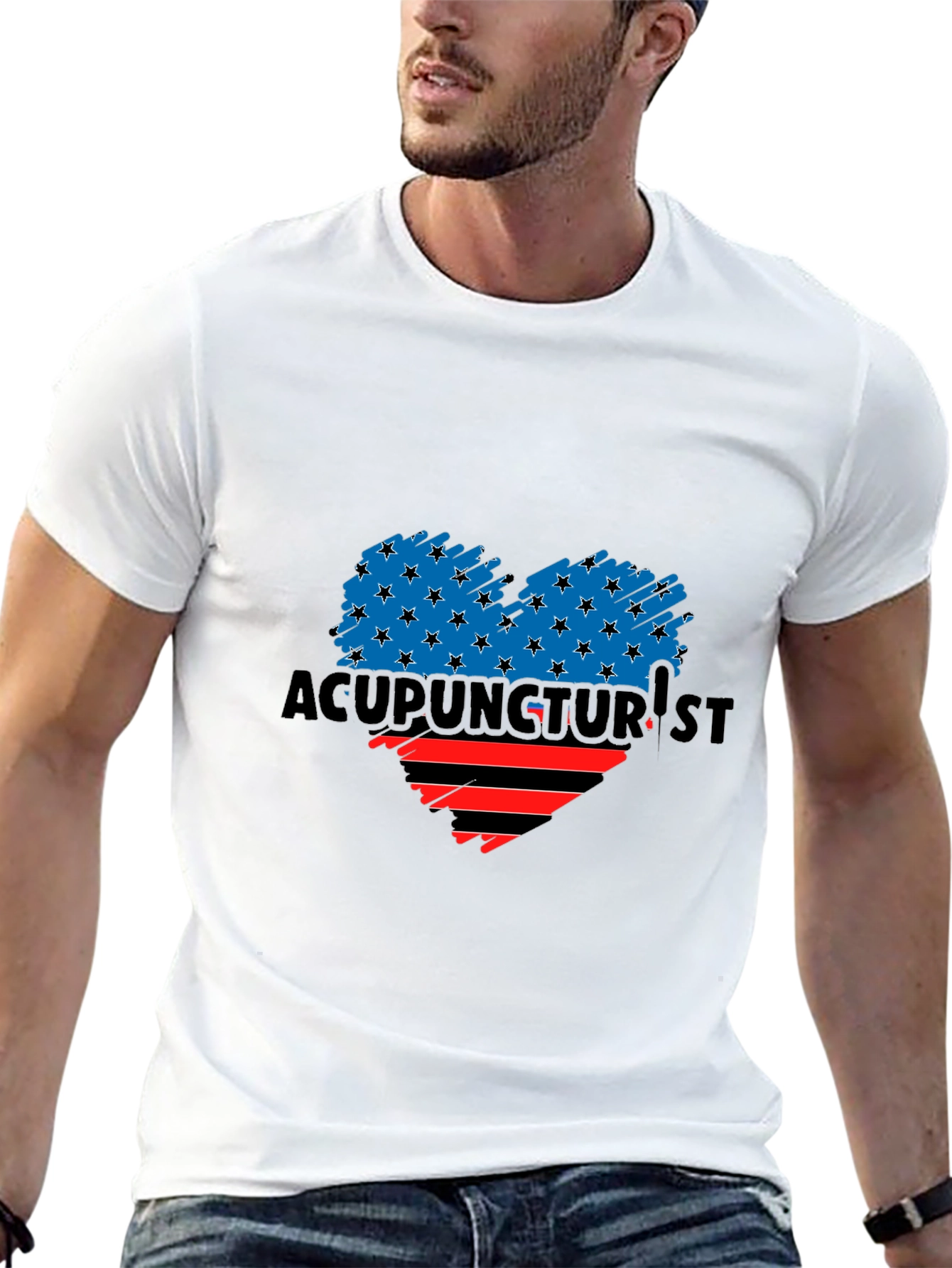 Acupuncturist Flag Heart T-Shirt