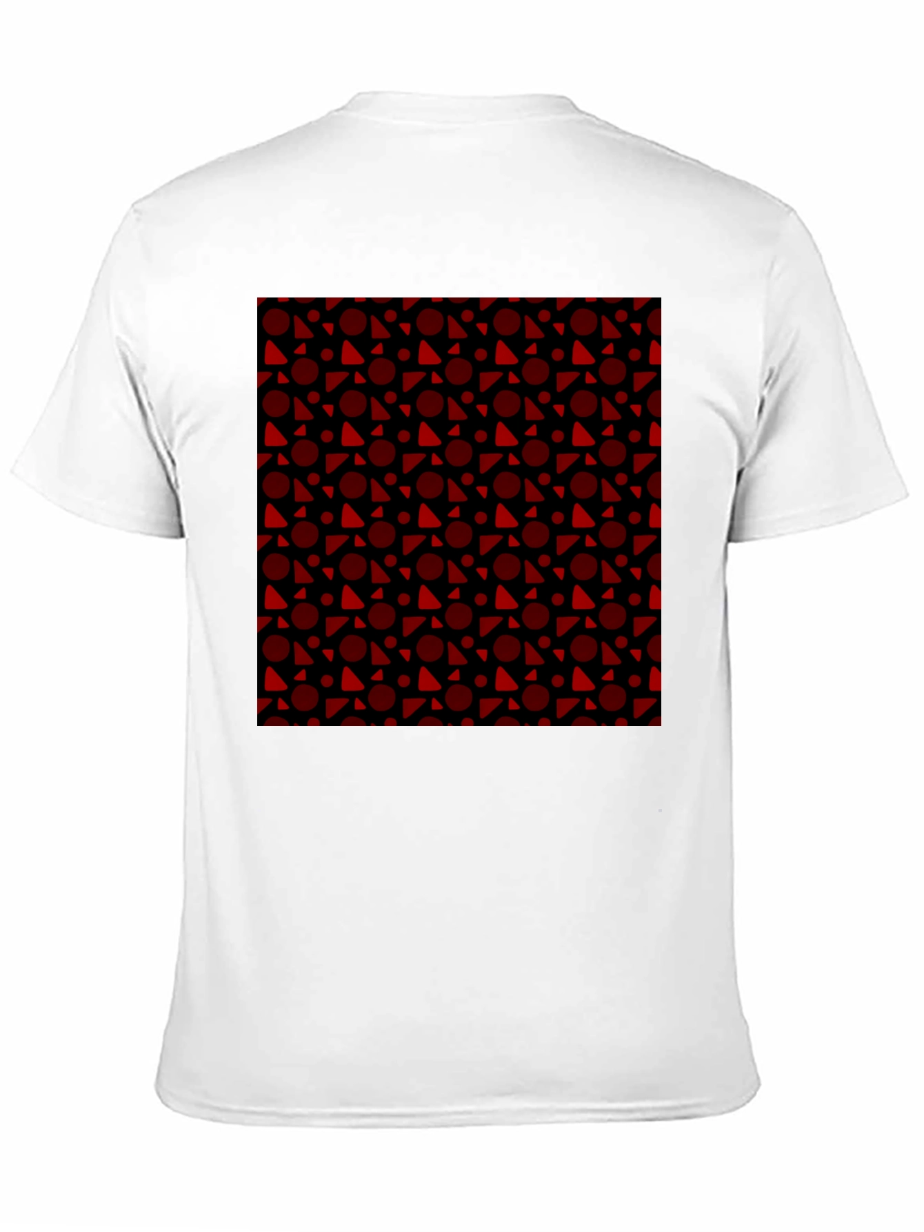 Black Tee with Red Geometric Pattern