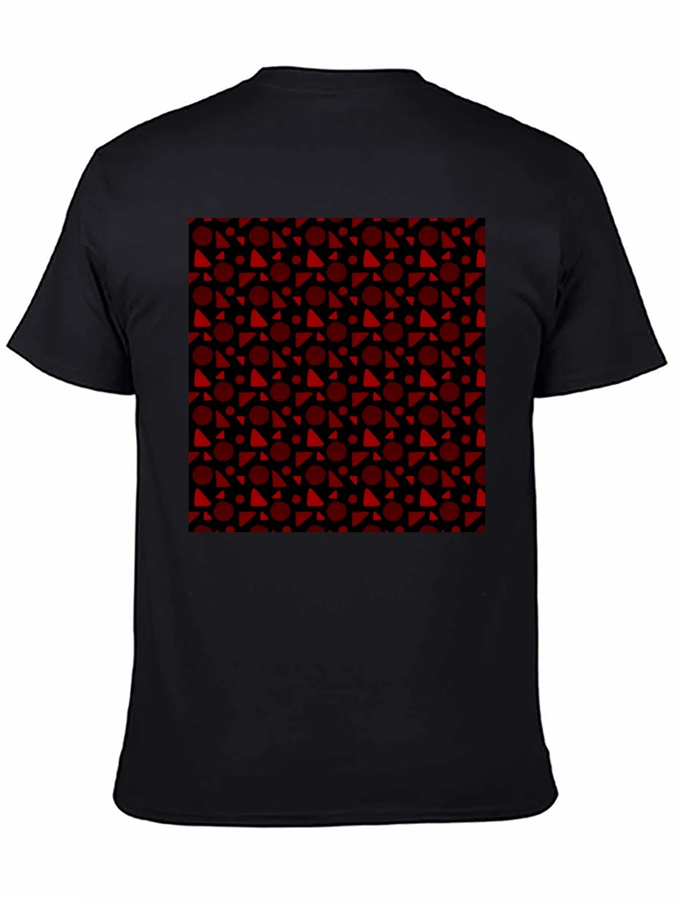 Black Tee with Red Geometric Pattern
