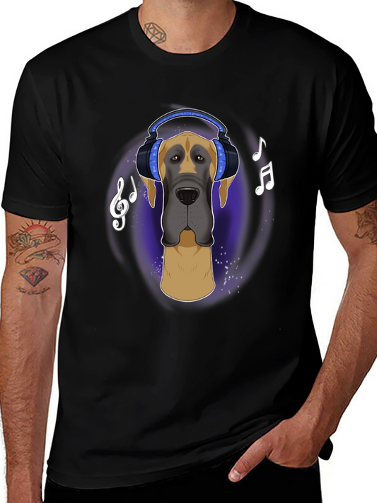 Dog with Headphones T-Shirt - Music Lover Tee