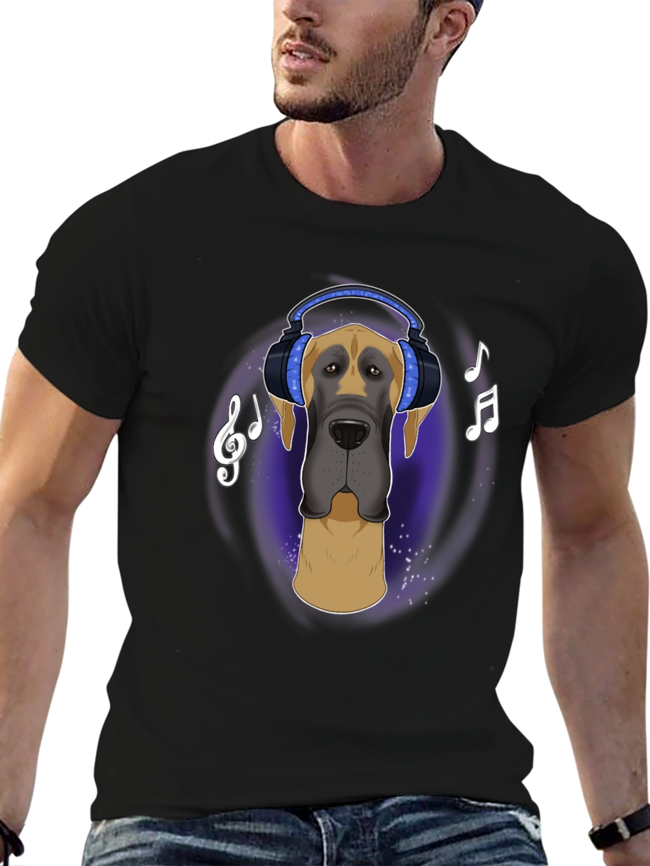 Dog with Headphones T-Shirt - Music Lover Tee