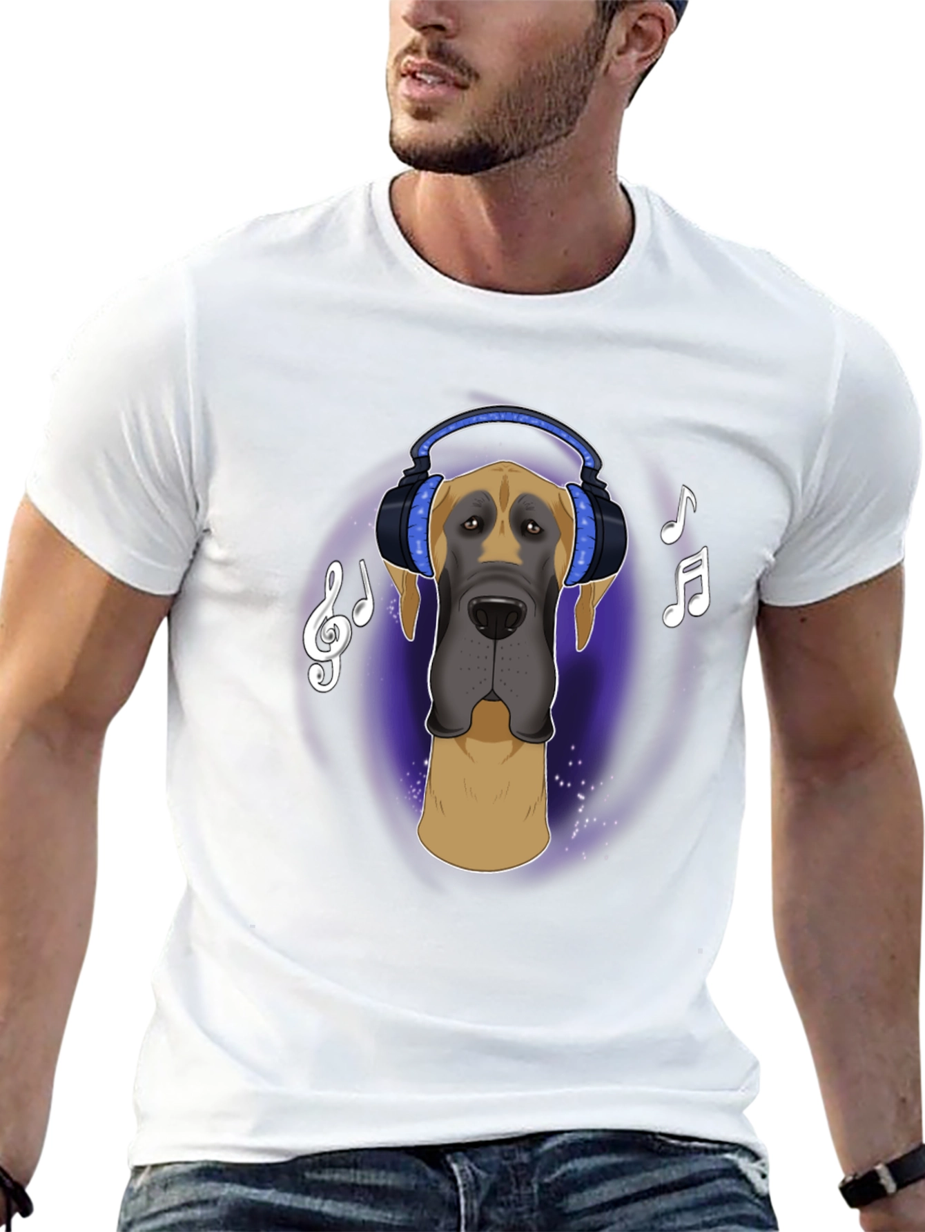 Dog with Headphones T-Shirt - Music Lover Tee