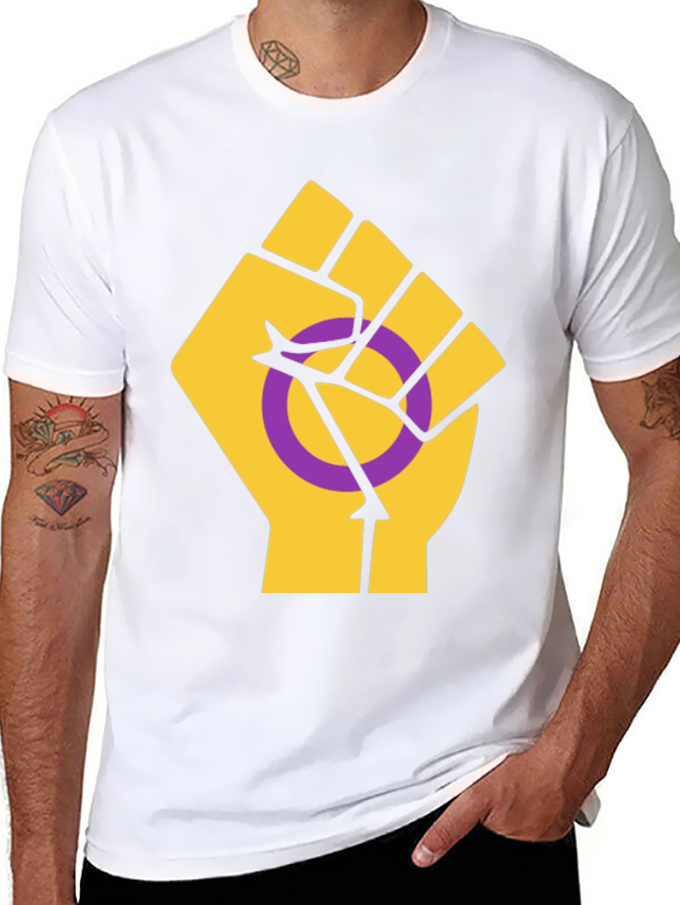 Intersex Pride T-Shirt - Raised Fist Design
