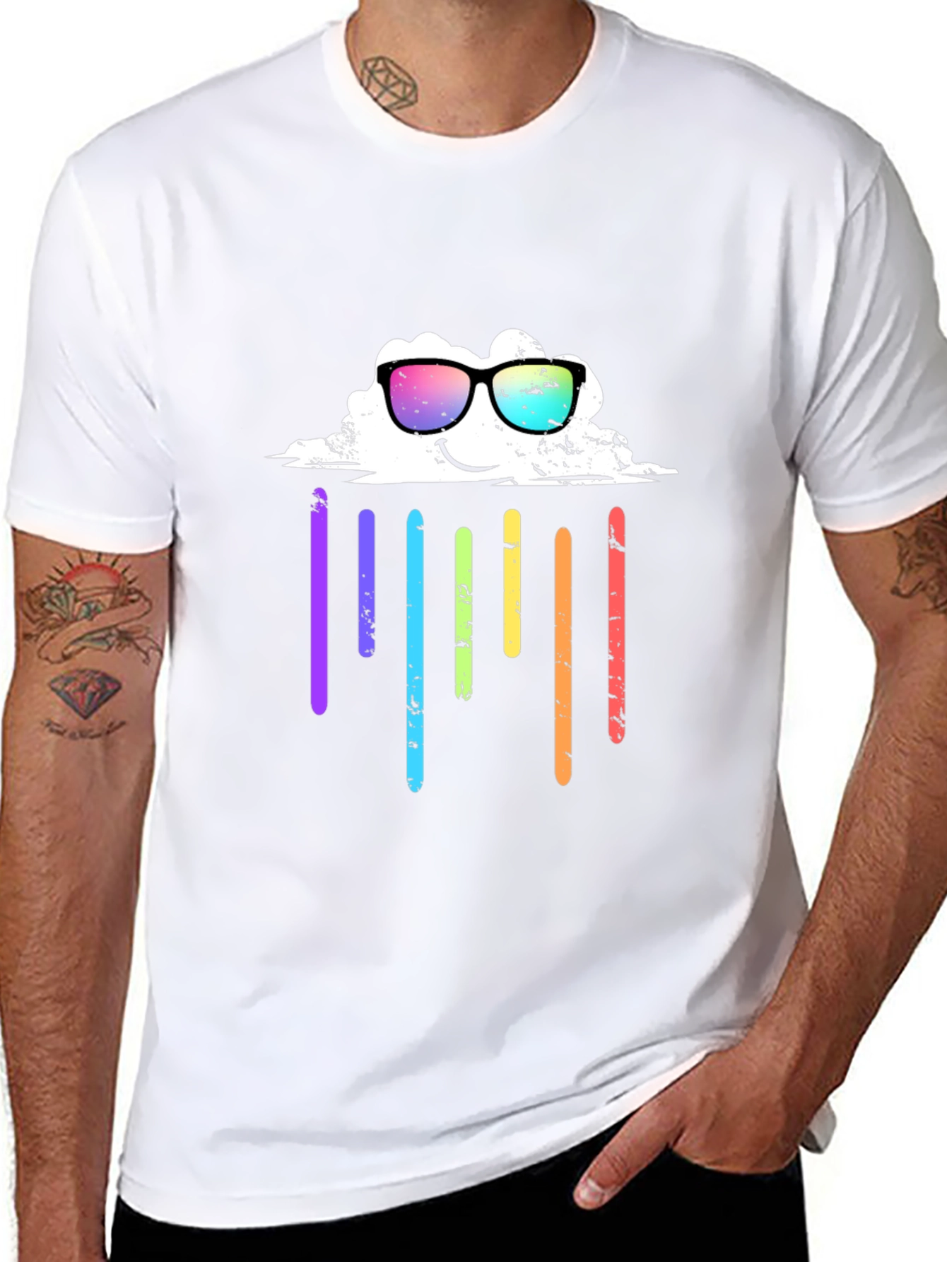Rainbow Cloud Graphic Tee - Black T-Shirt