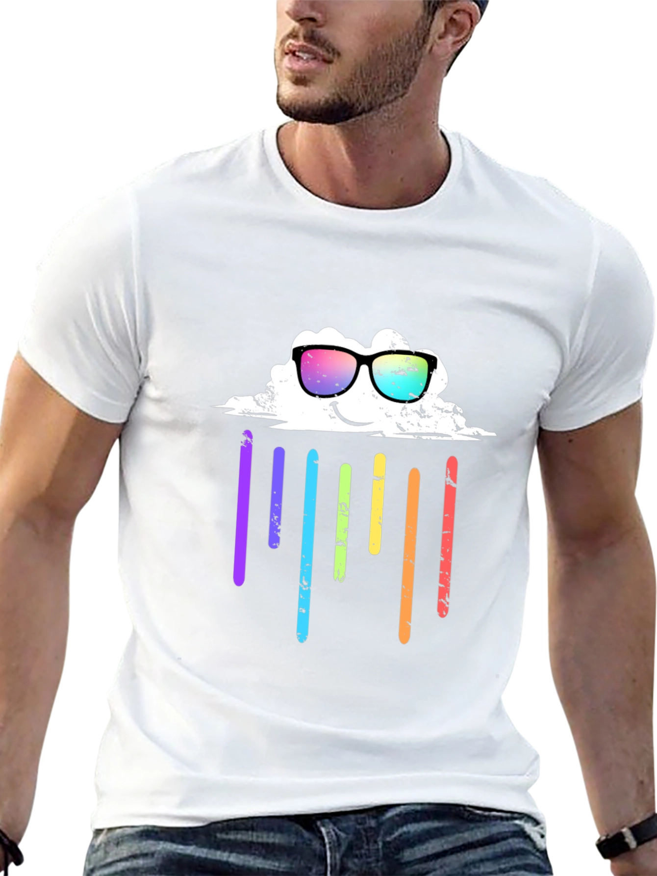 Rainbow Cloud Graphic Tee - Black T-Shirt