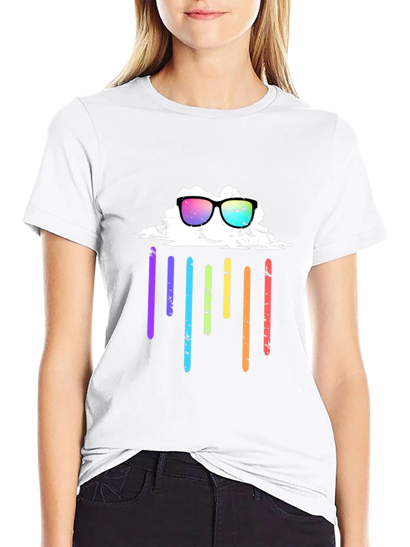 Rainbow Cloud Graphic Tee - Black T-Shirt
