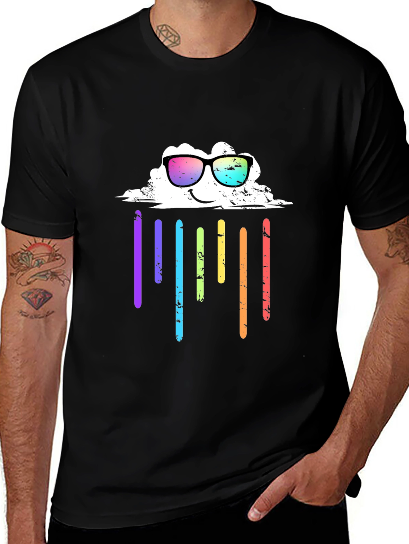 Rainbow Cloud Graphic Tee - Black T-Shirt