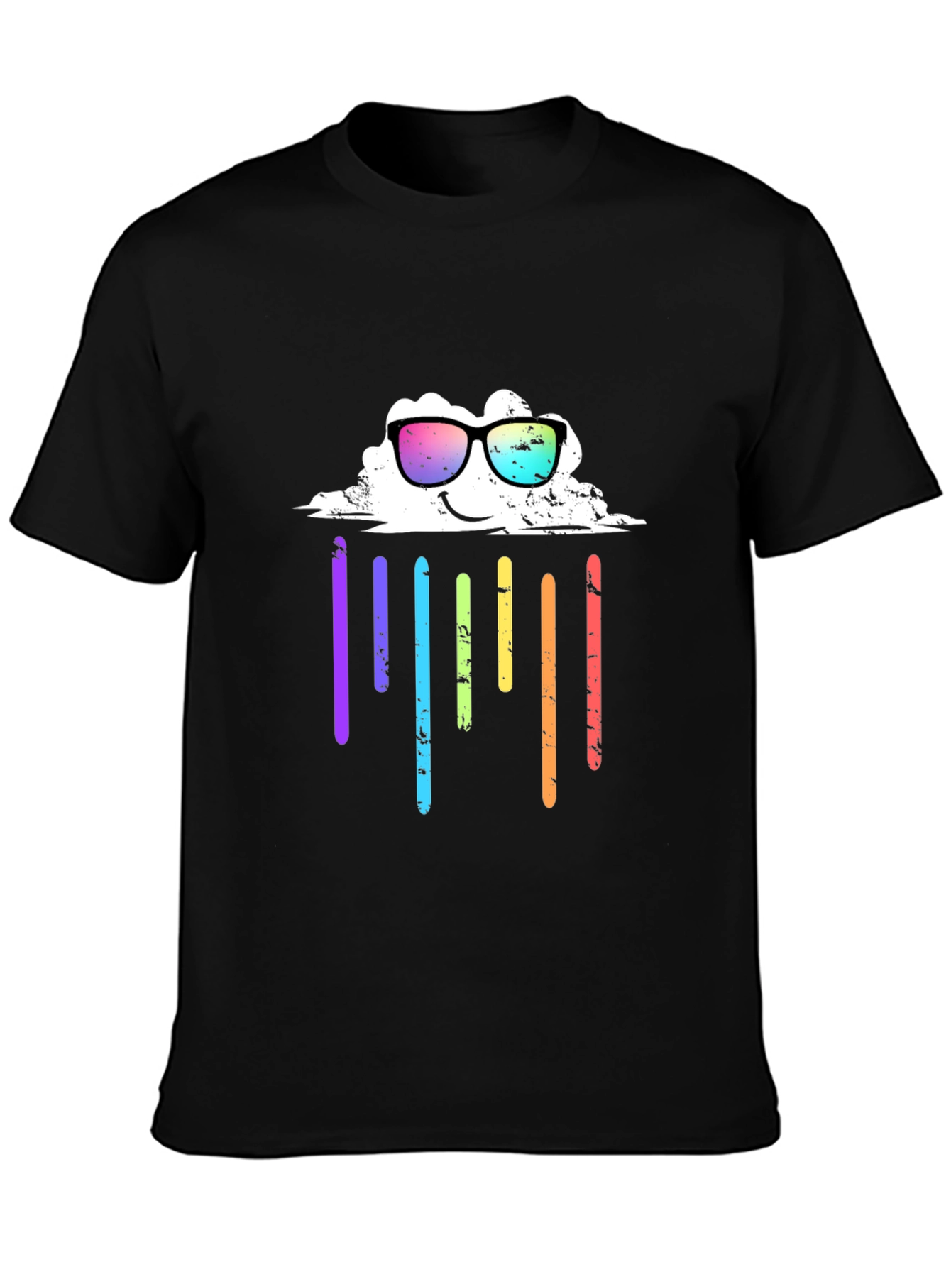 Rainbow Cloud Graphic Tee - Black T-Shirt