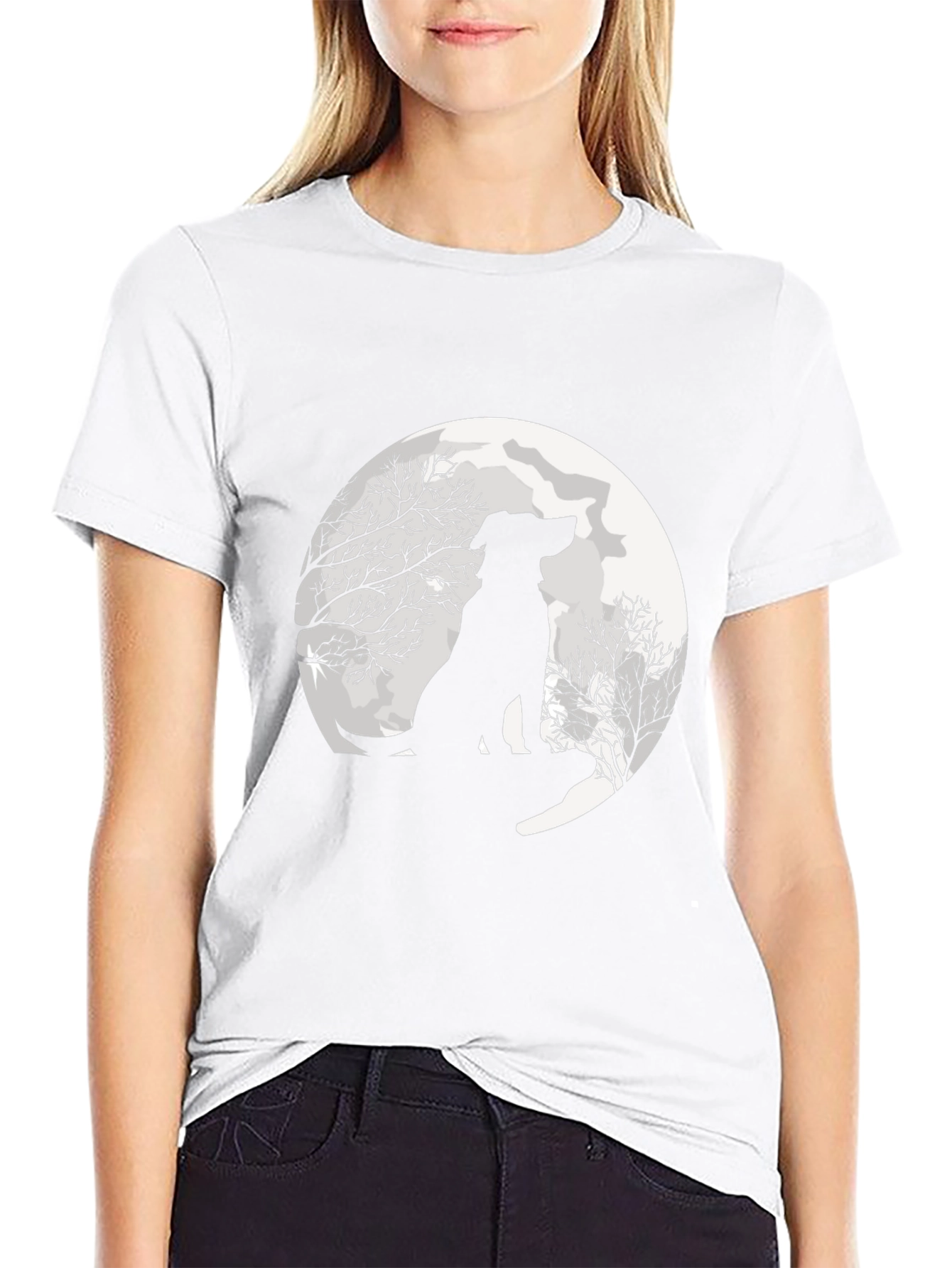 Moonlit Dog Silhouette Graphic Tee